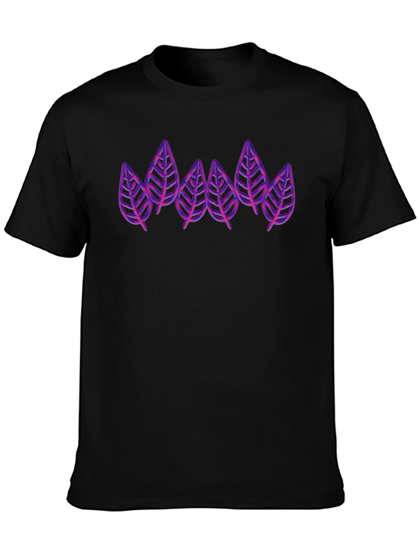 Modern Leaf Design Black T-Shirt