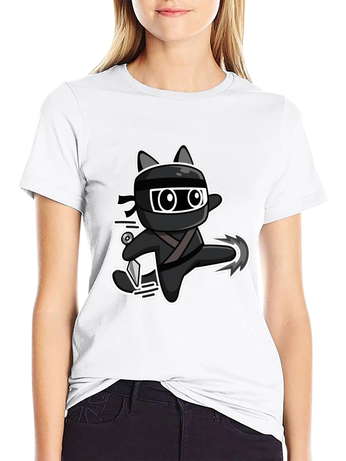 Ninja Cat Graphic Tee - Black