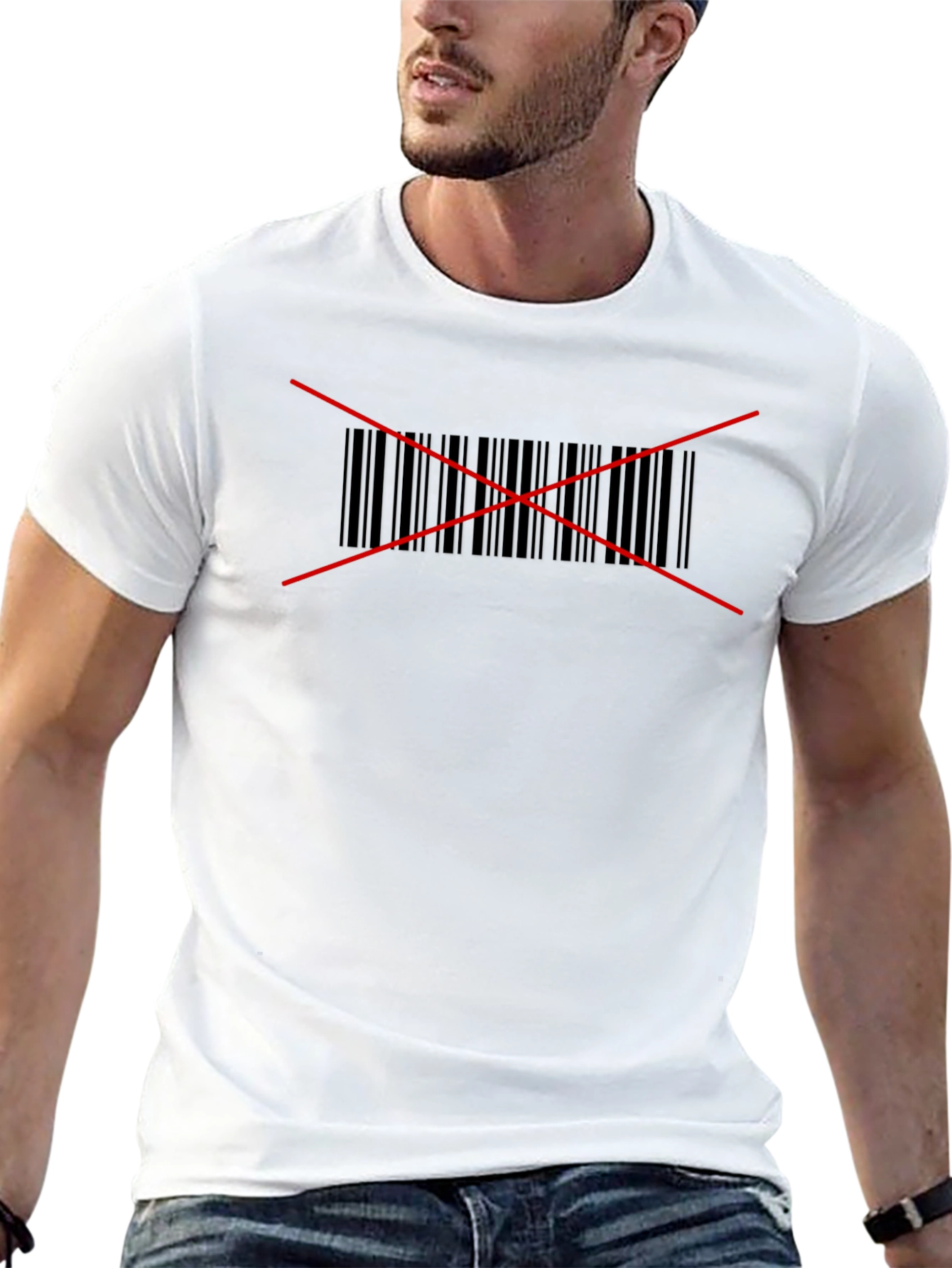 Edgy Barcode Rebellion Black T-Shirt