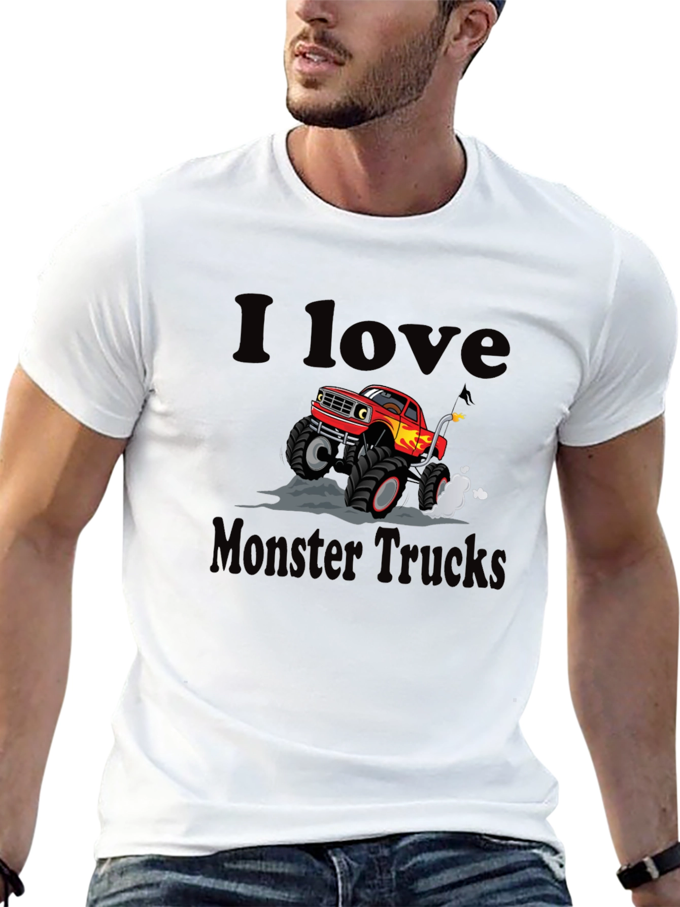 I Love Monster Trucks Black Graphic Tee