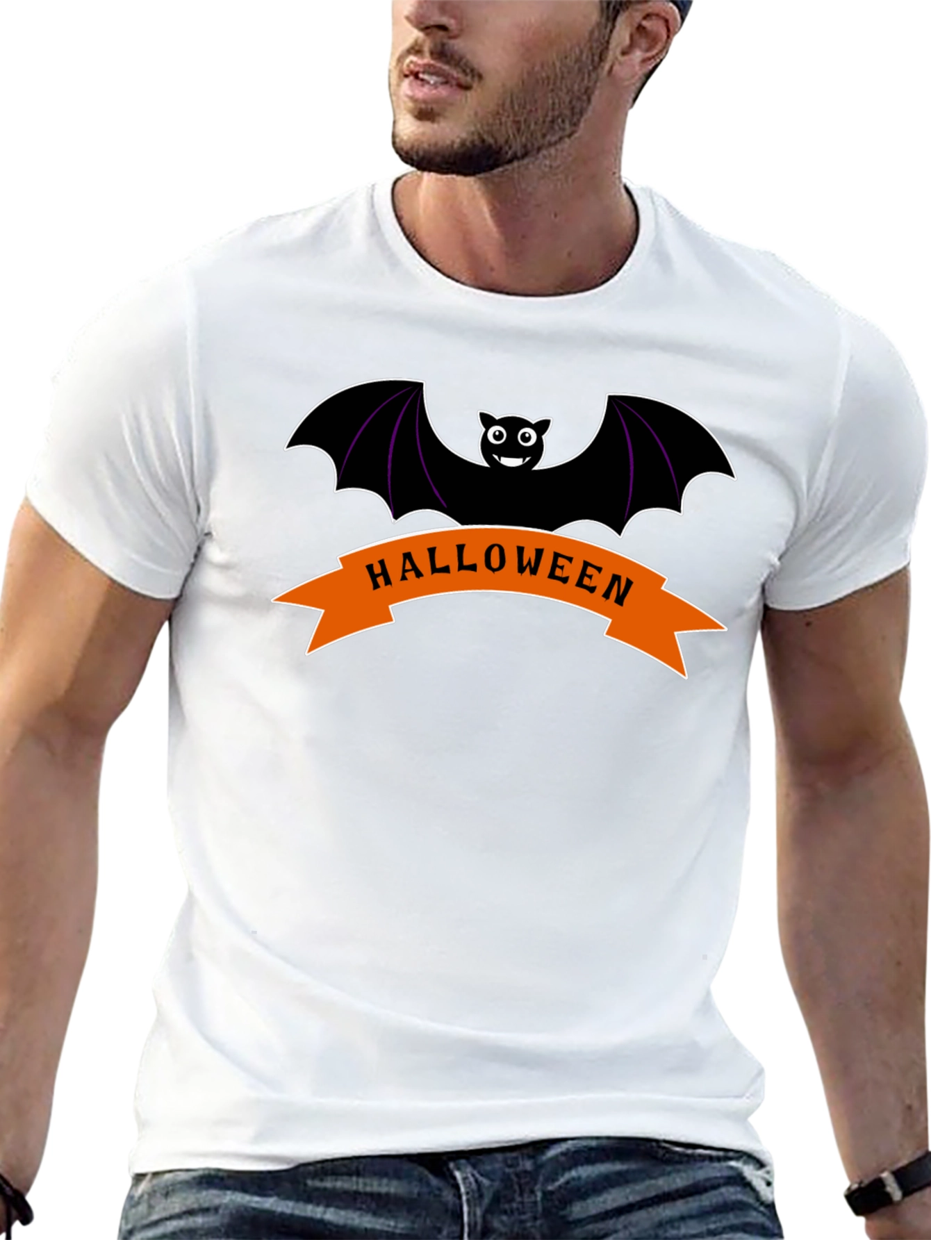 Halloween Bat Graphic Tee - Spooky Season Apparel