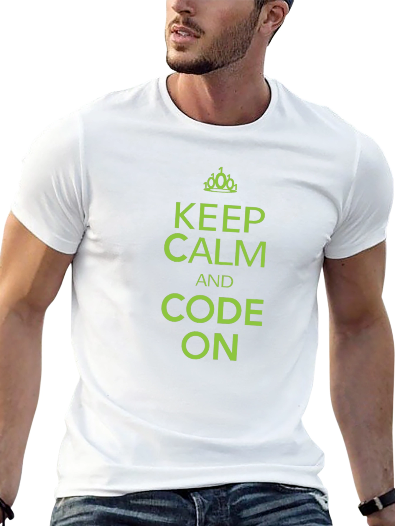 Keep Calm and Code On Black Graphic T-Shirt