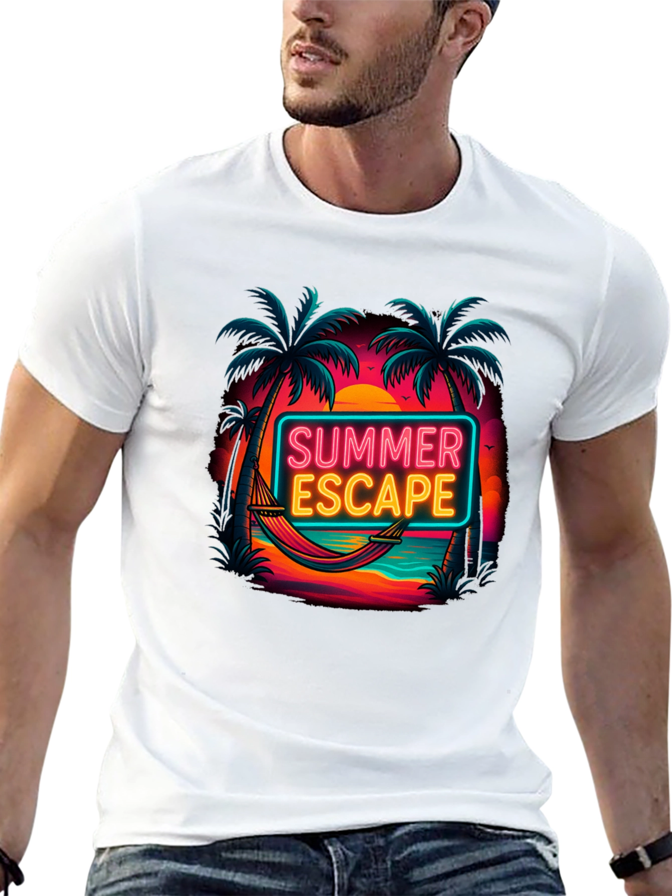 Summer Escape Graphic Tee - Tropical Vacation Vibes