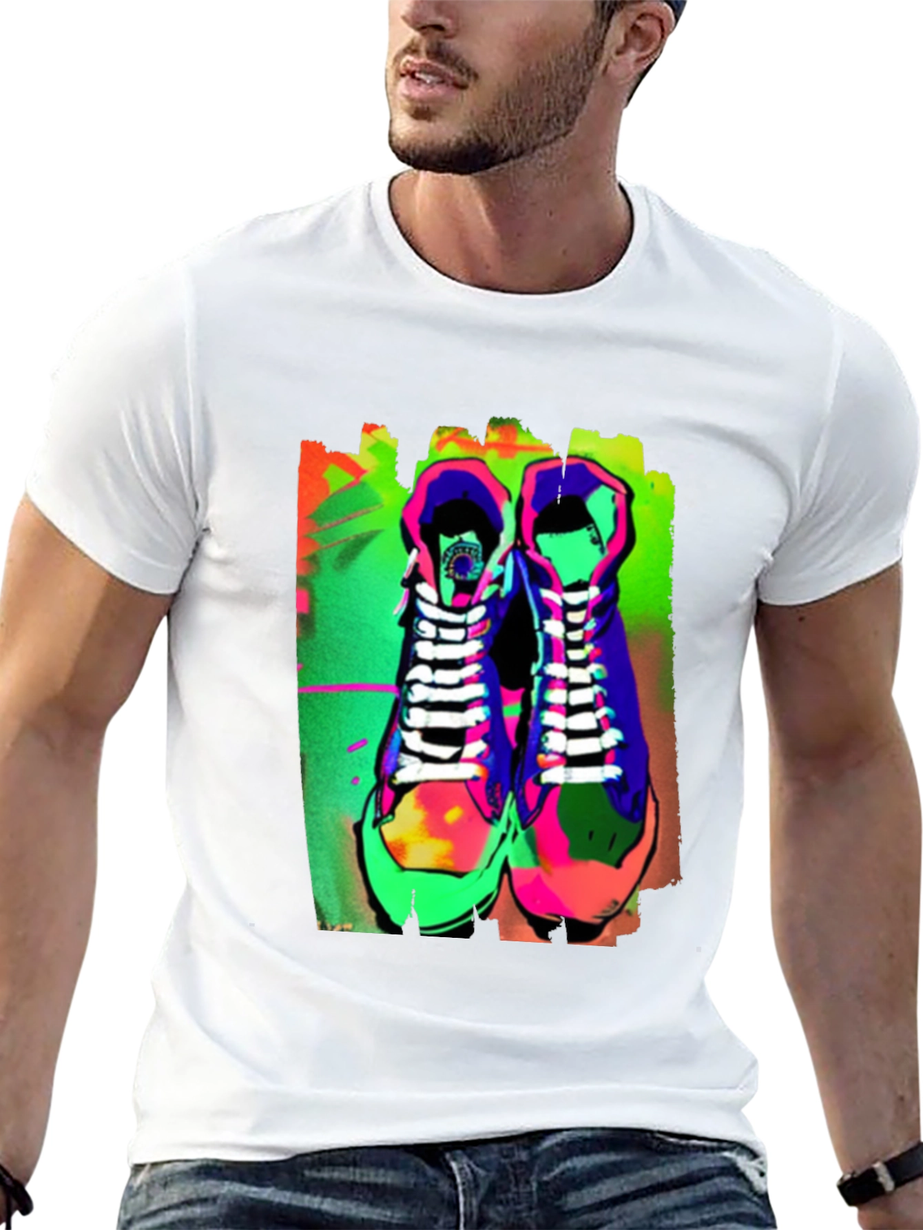 Neon Sneaker Graphic Tee - Streetwear Style