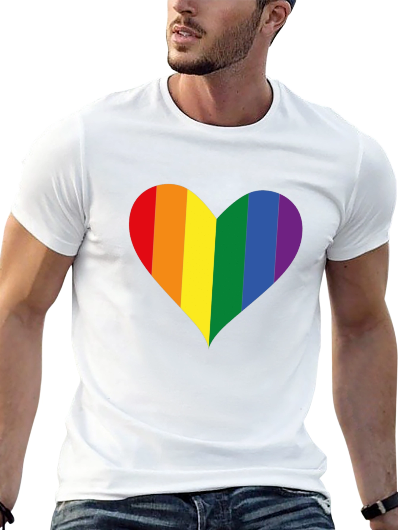 Pride Heart Graphic Tee - Black Cotton Blend