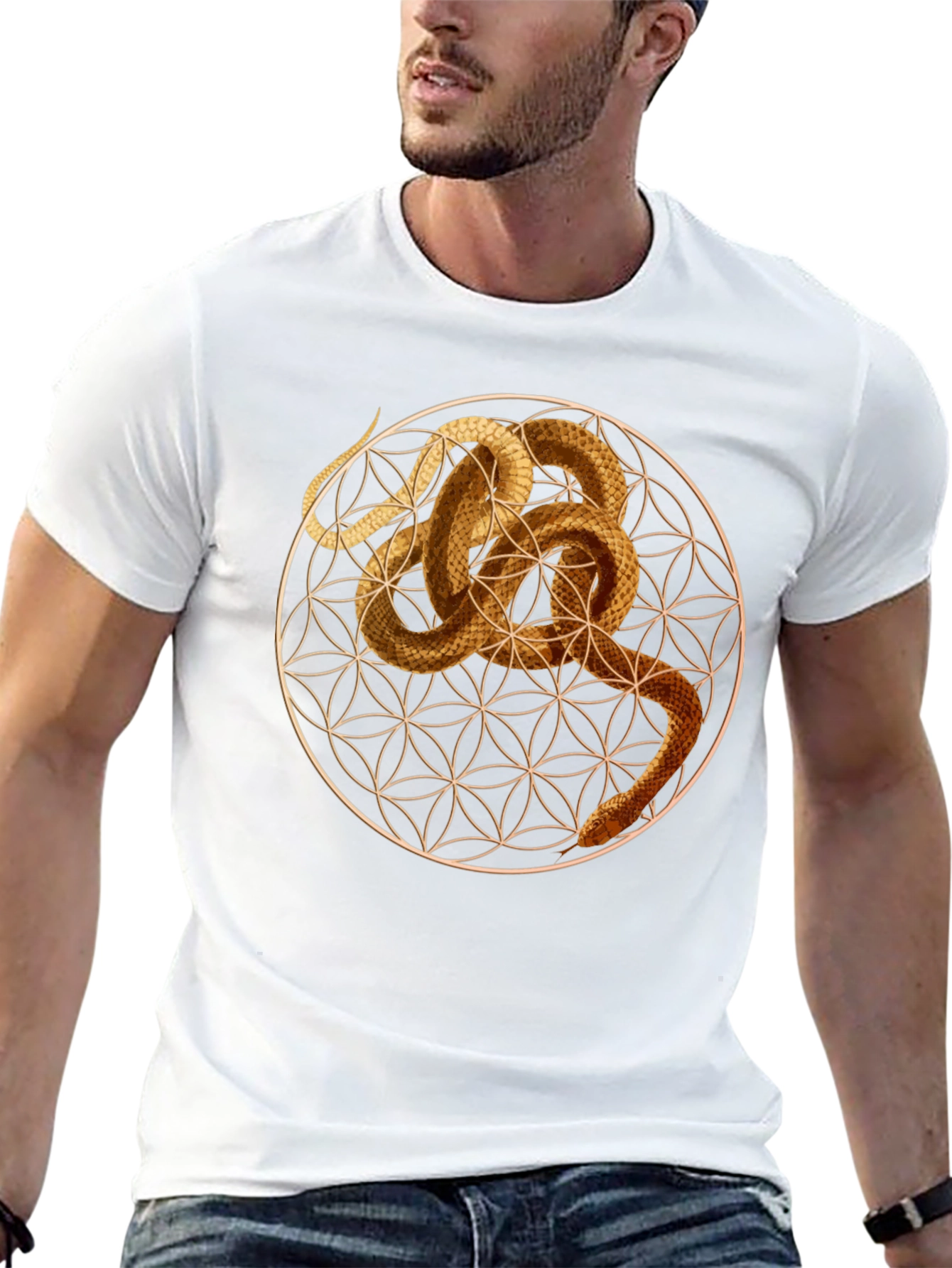 Snake Geometric Graphic Tee - Unique Stylish Design