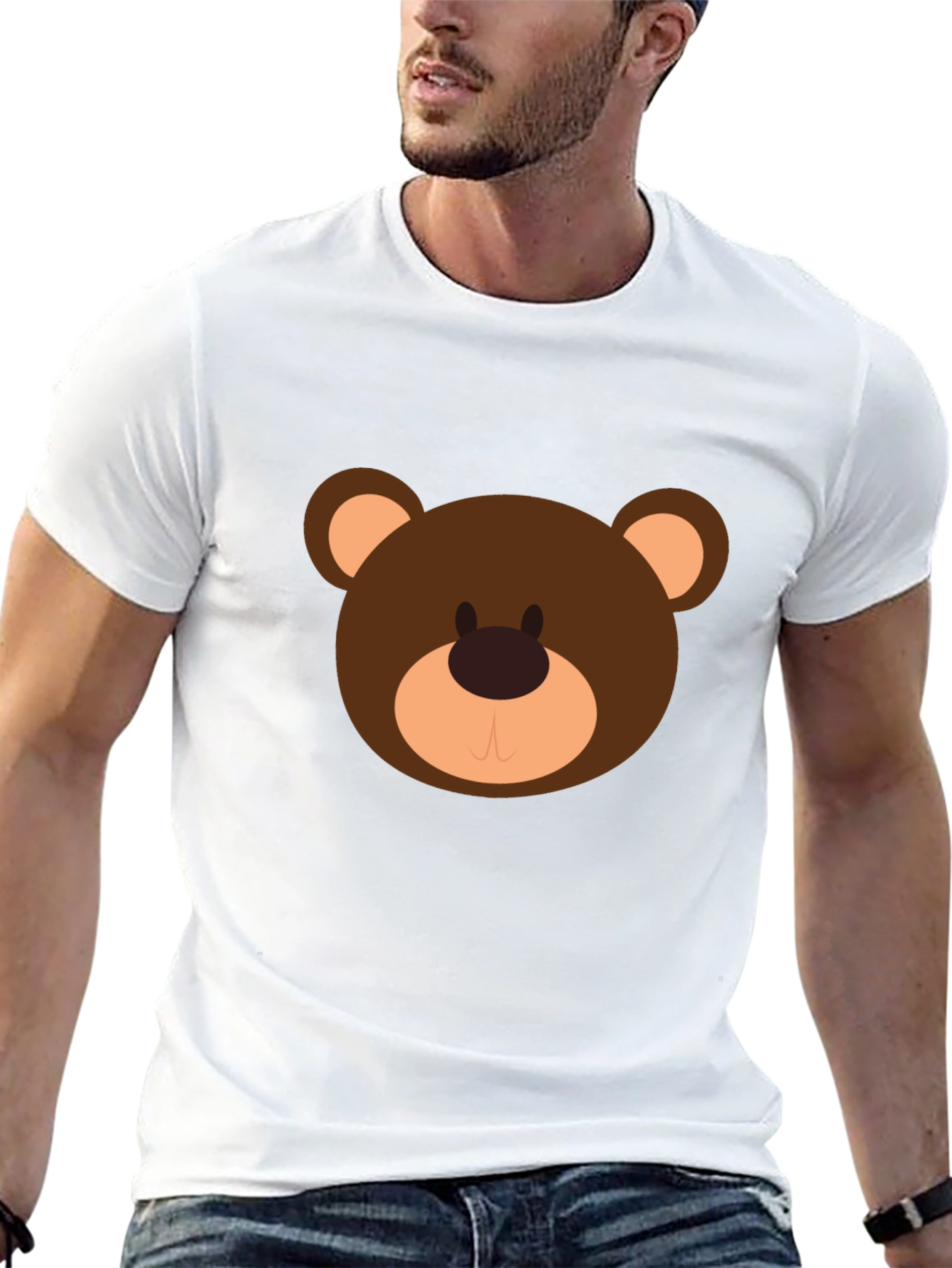 Cute Cartoon Bear Graphic Black T-Shirt