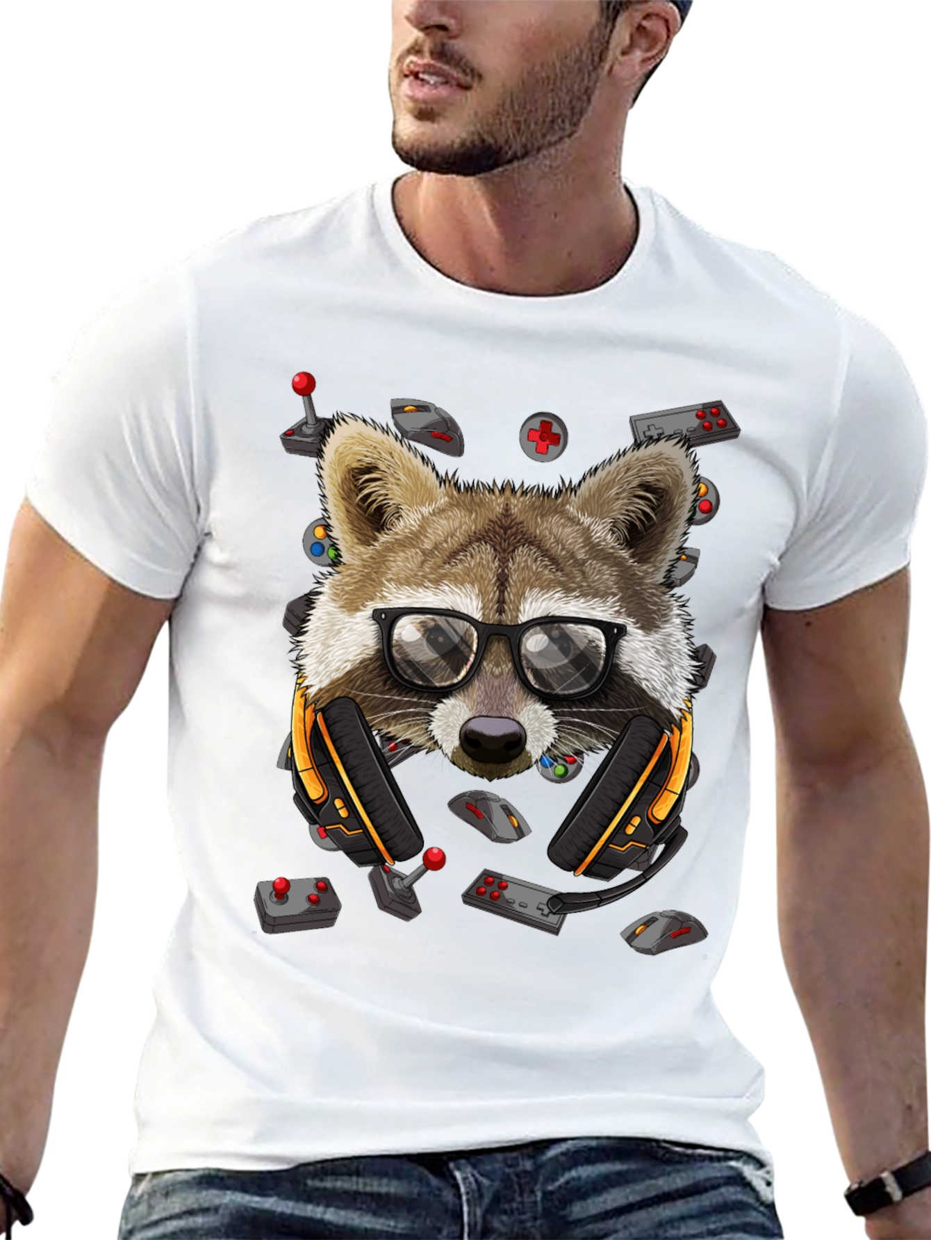 Gamer Raccoon Graphic Tee - Cool & Quirky Design