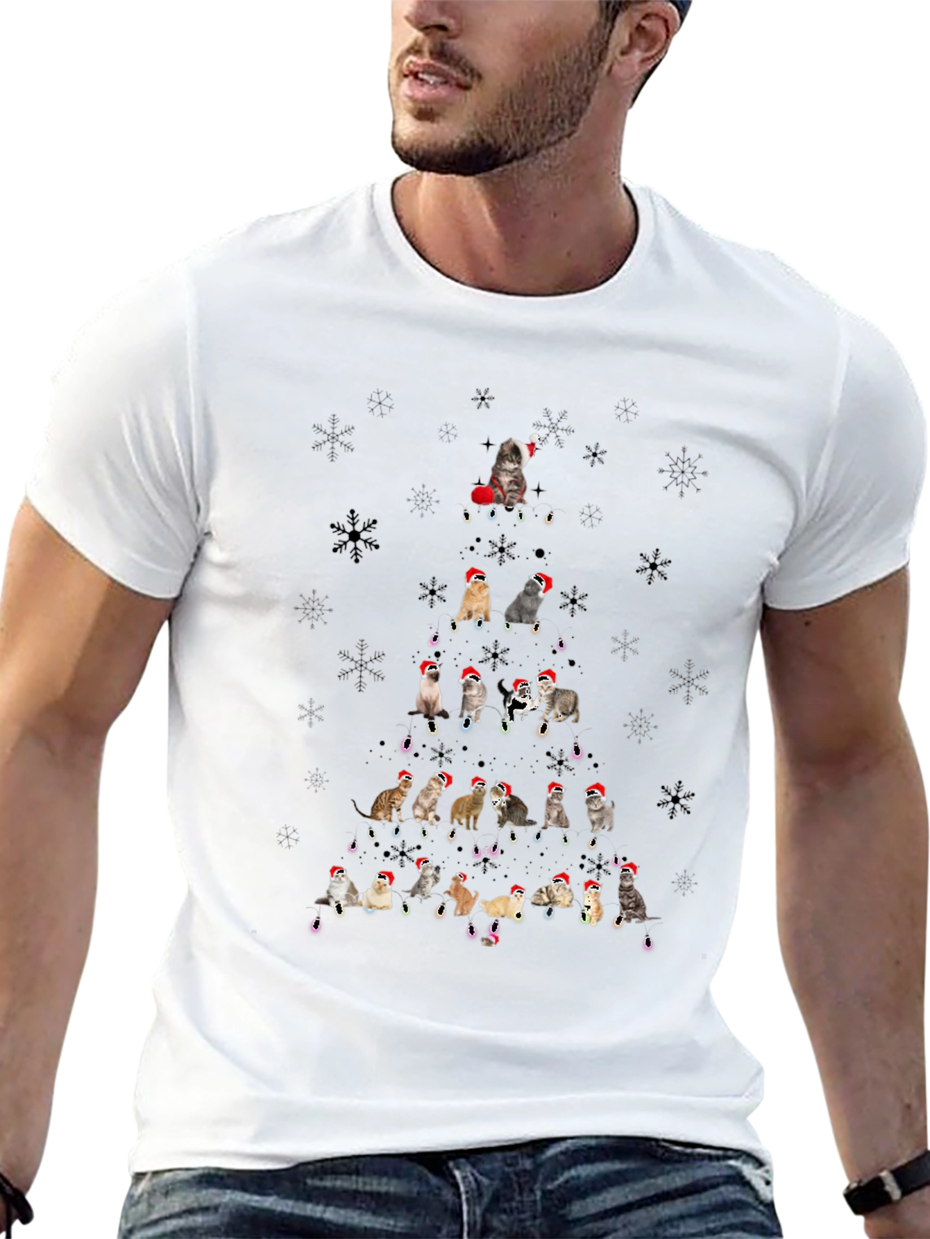 Festive Feline Christmas Tree T-Shirt