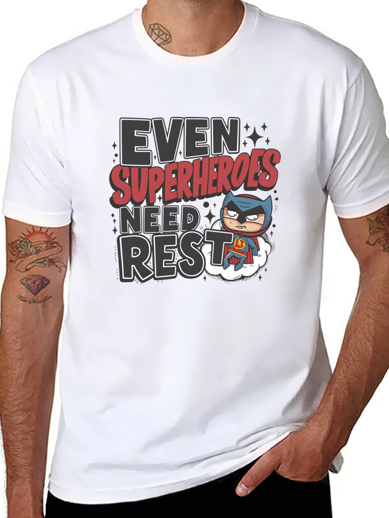 Superhero Rest T-Shirt Funny Cartoon Graphic Tee