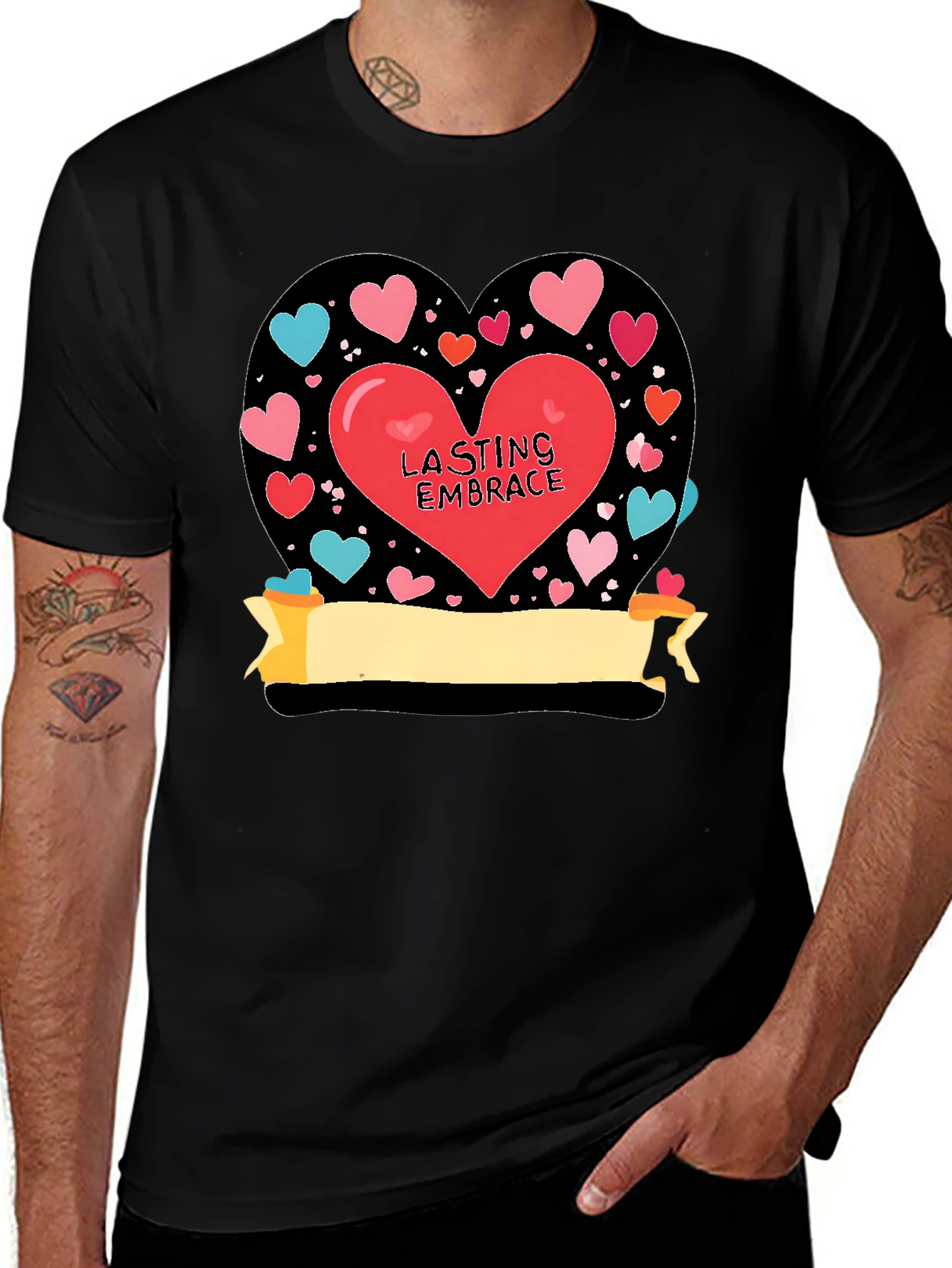 Lasting Embrace Heart Graphic Tee - Black