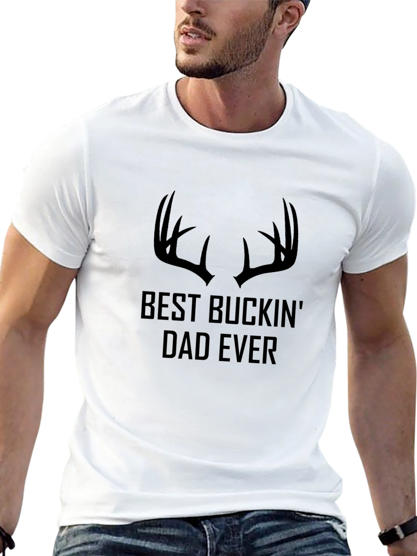 Best Buckin Dad Ever Black Graphic T-Shirt