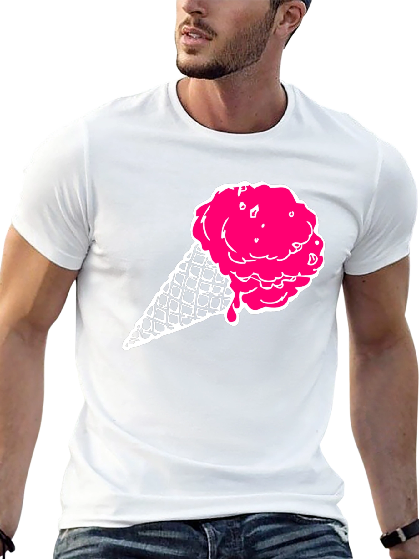Ice Cream Graphic Tee - Black Cotton T-Shirt
