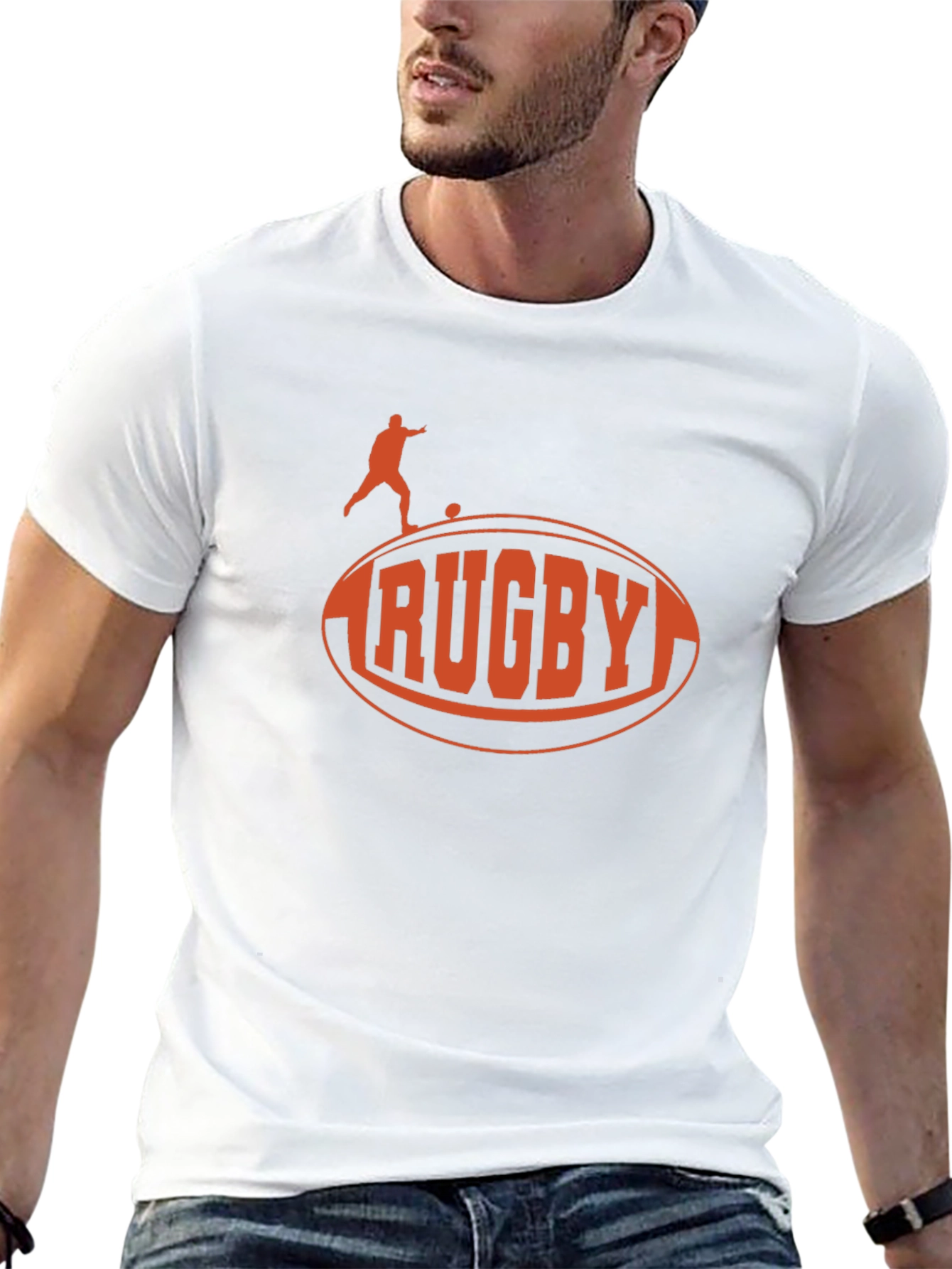 Rugby Graphic Tee - Black Cotton T-Shirt