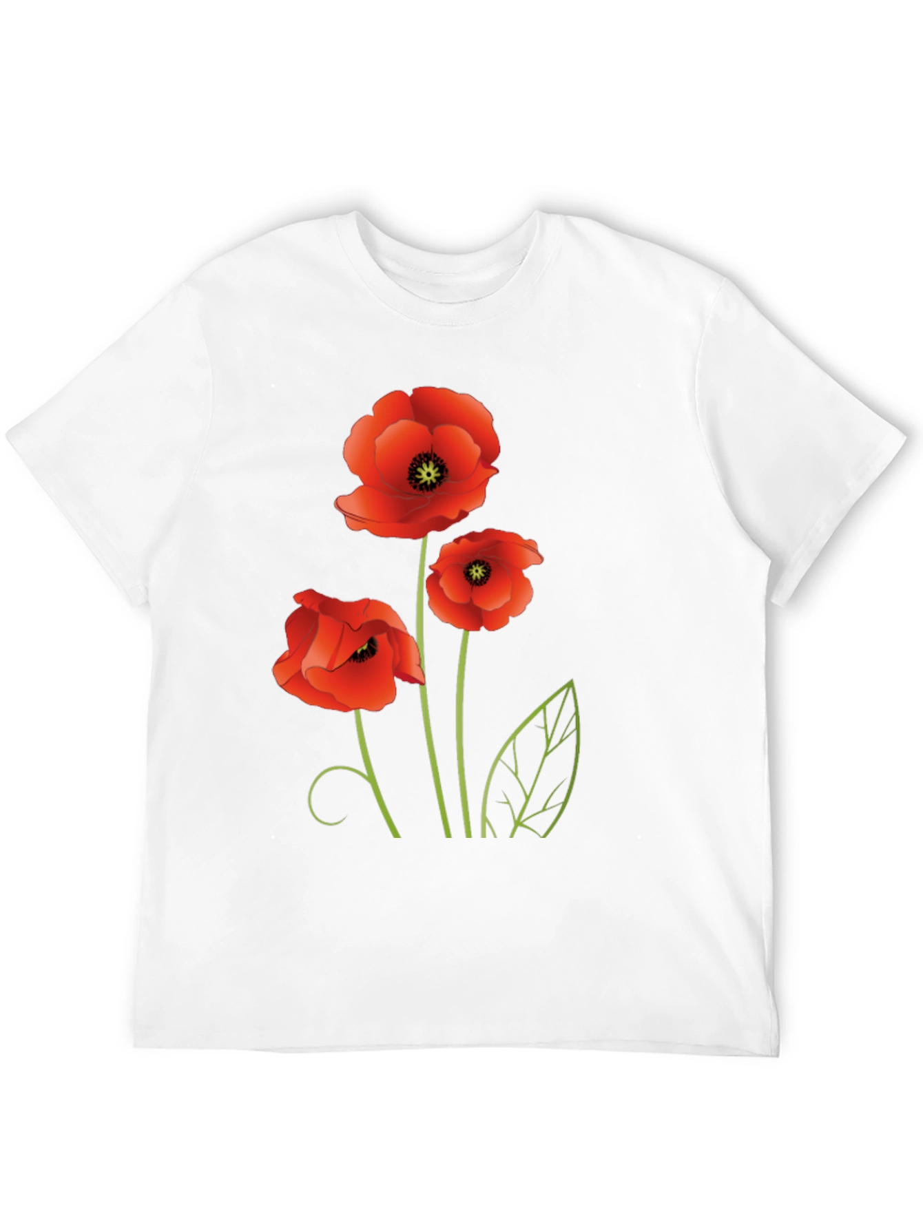 Poppy Flower Graphic Black T-Shirt