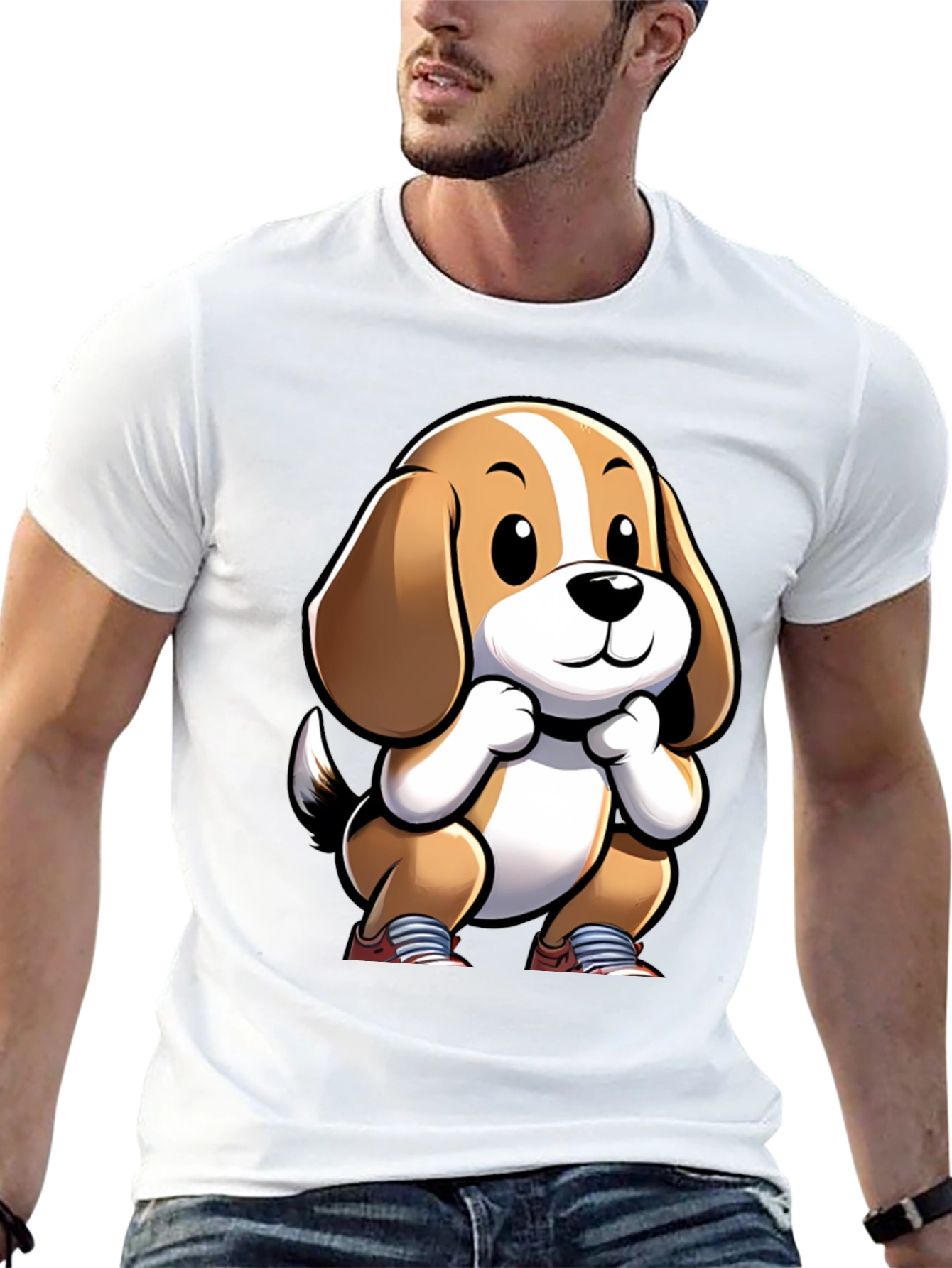 Cartoon Dog Graphic Tee - Unisex Black T-Shirt