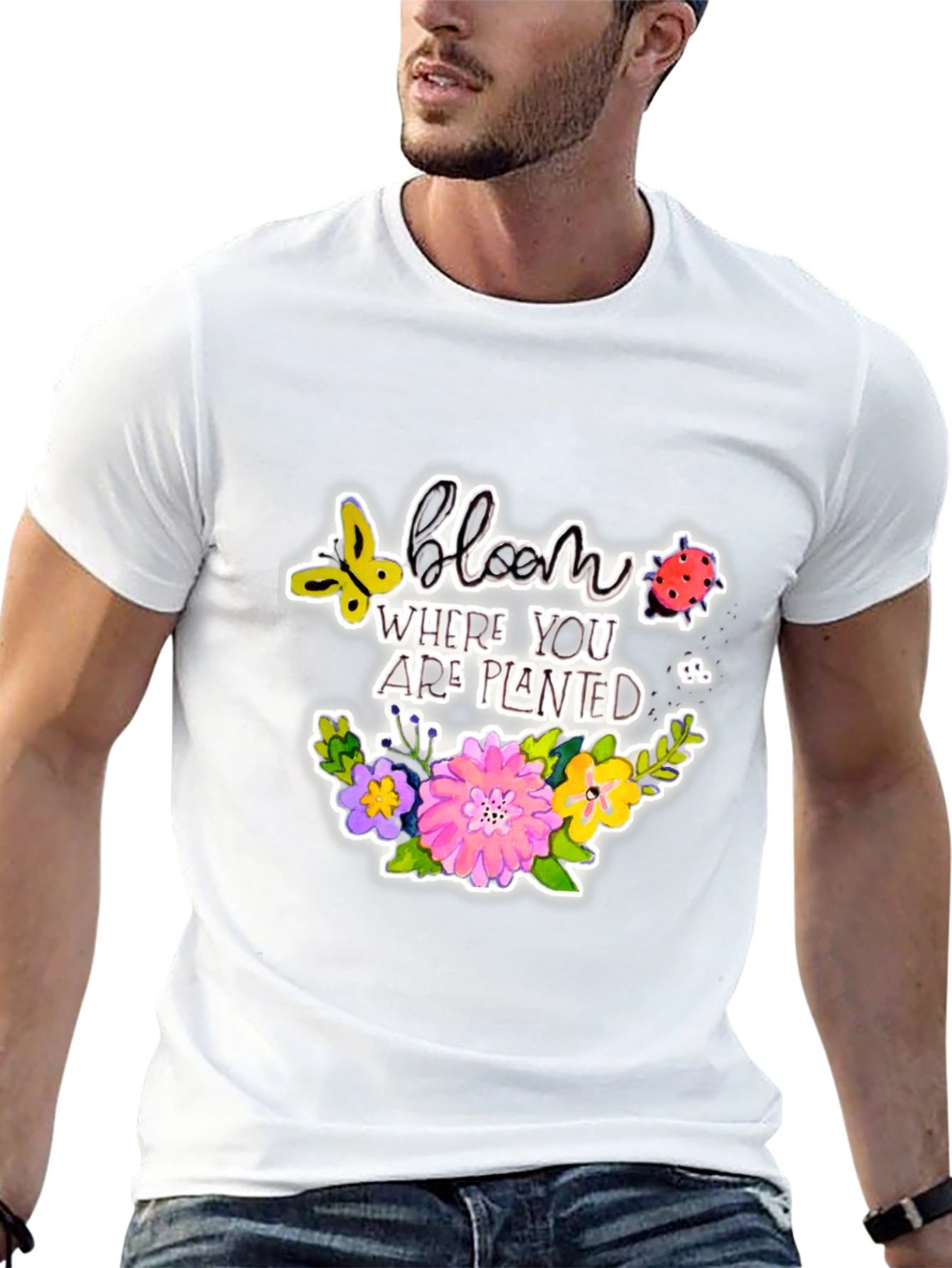 Bloom Where You Are Planted Black T-Shirt