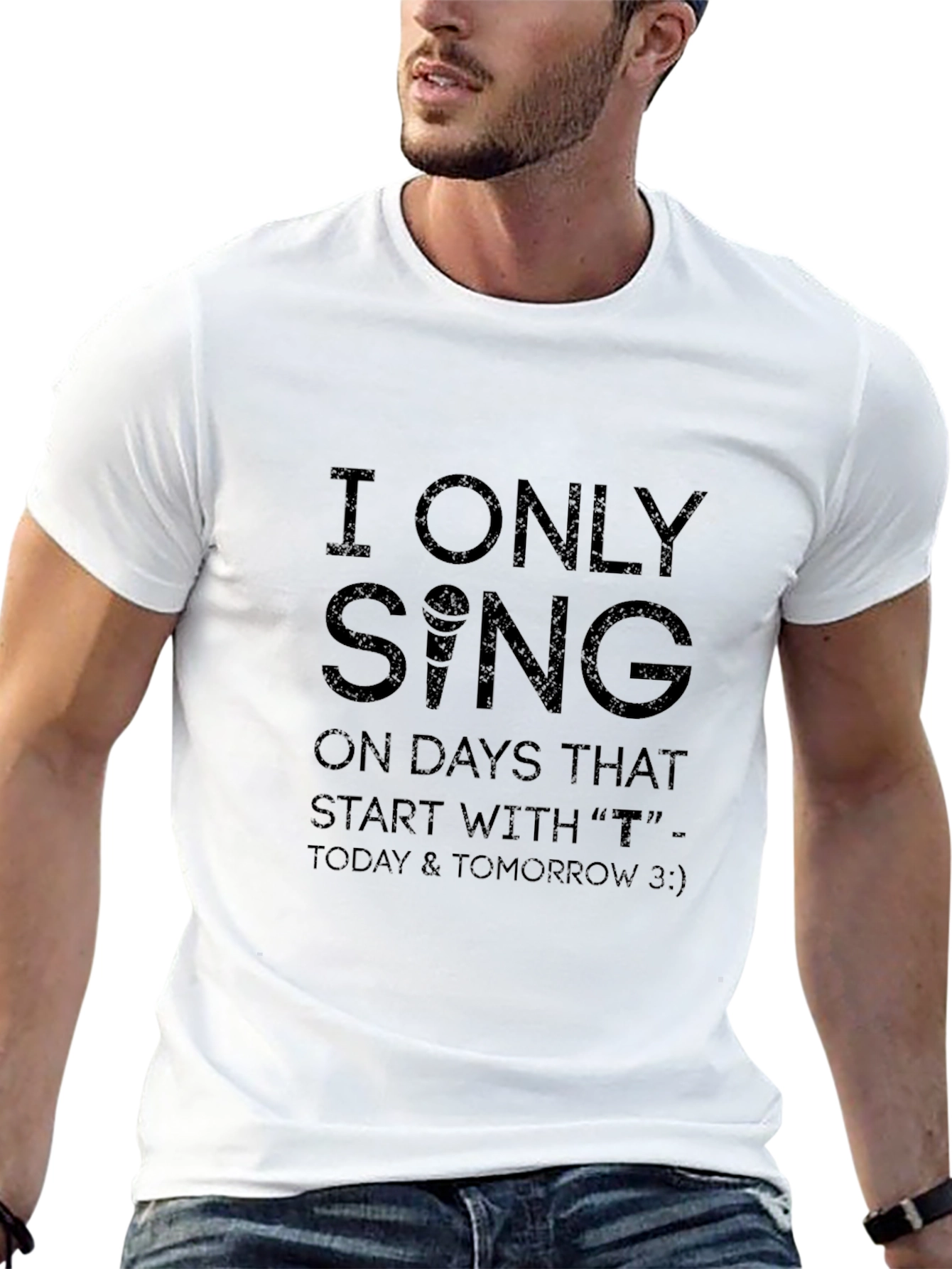 I Only Sing On T Days Black Graphic Tee