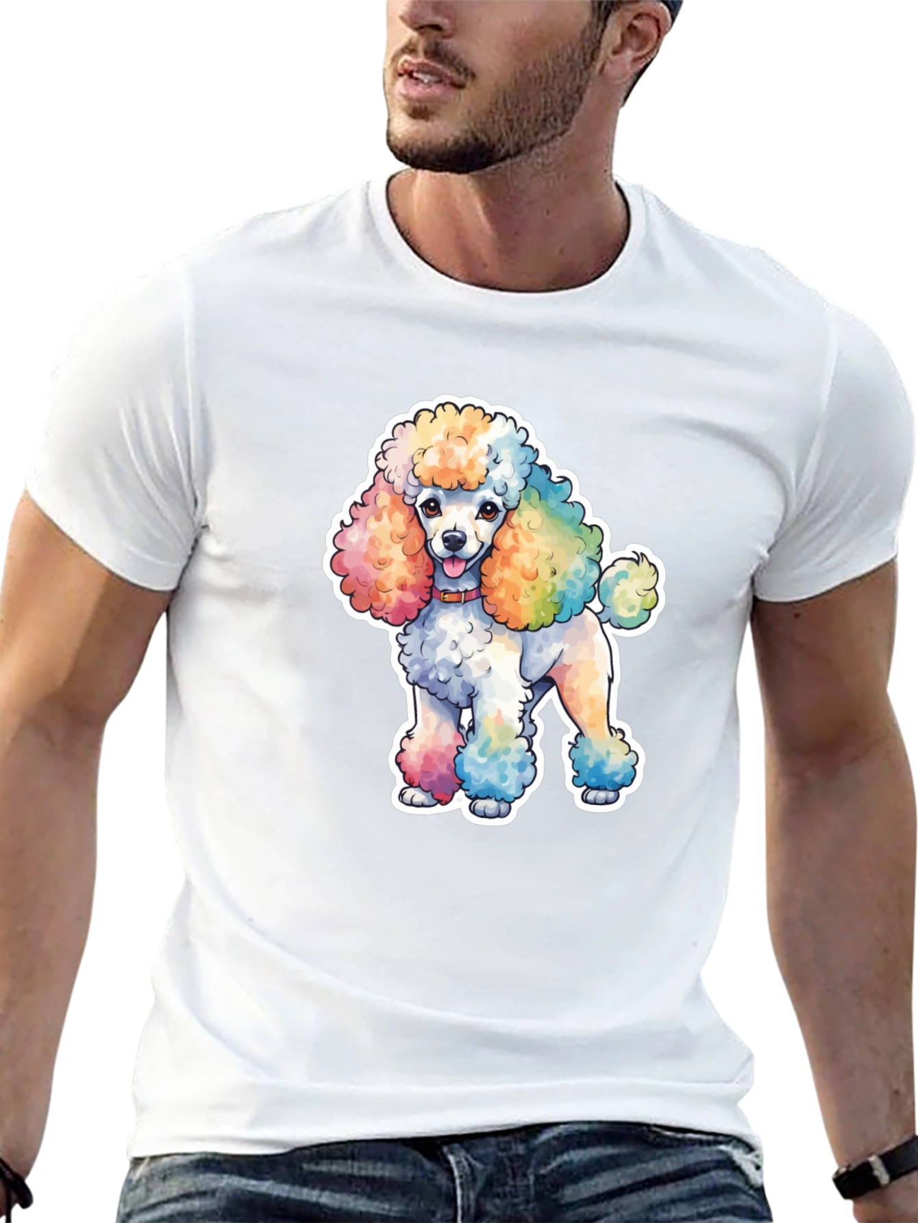 Rainbow Poodle Graphic T-Shirt