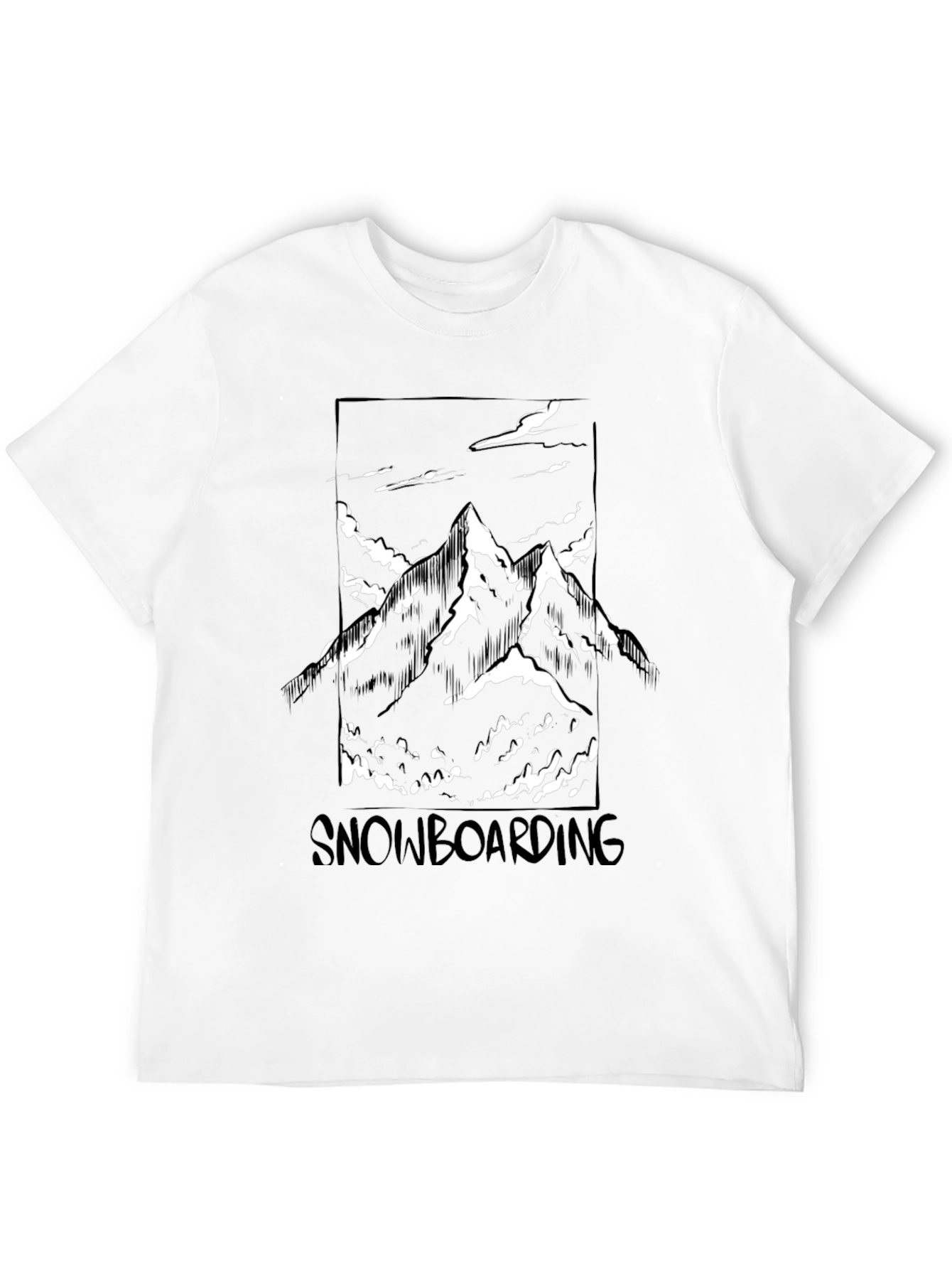 Snowboarding Mountain Graphic Tee - Stylish Black T-Shirt