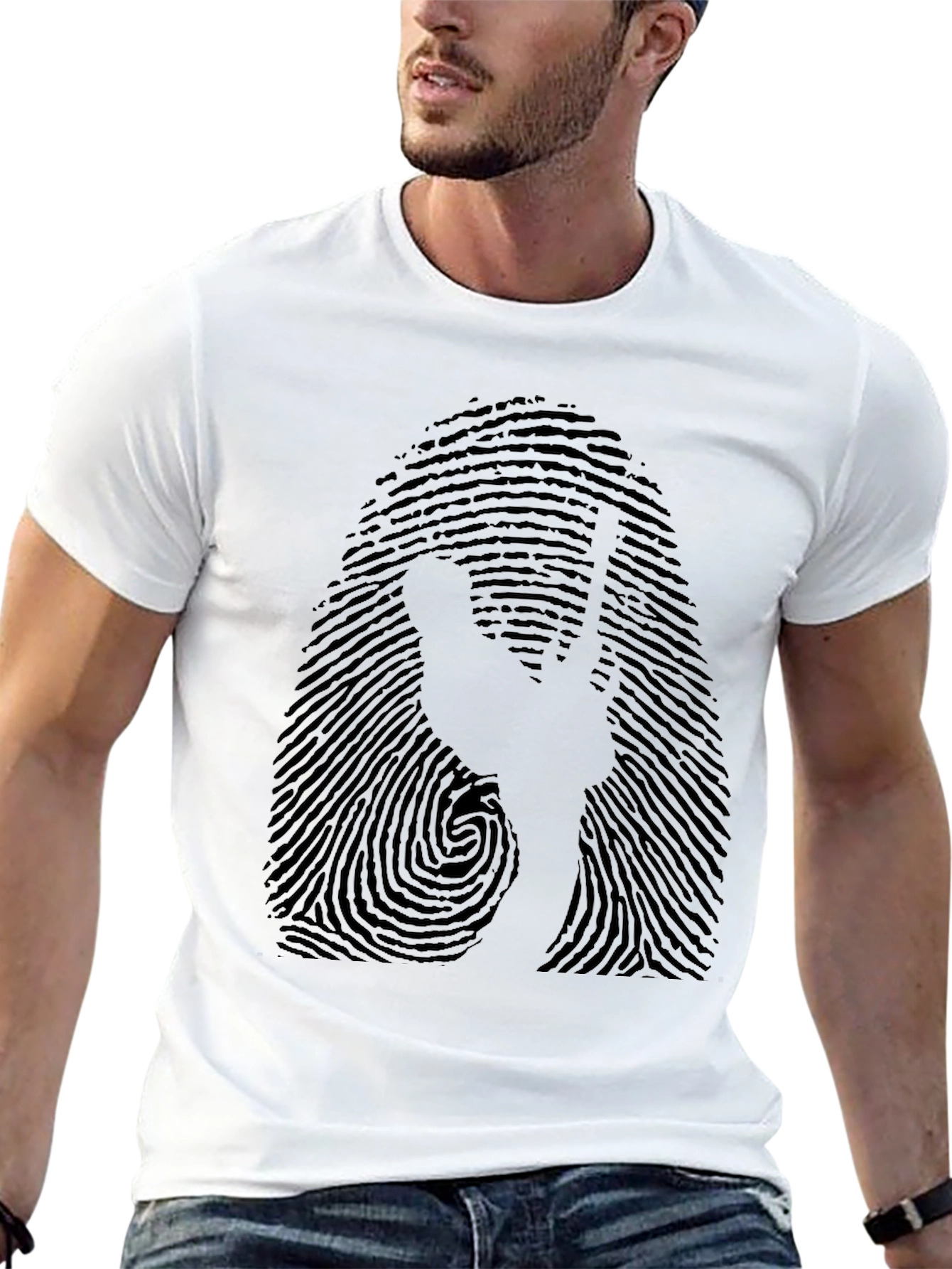 Fingerprint Peace Sign Graphic T-Shirt