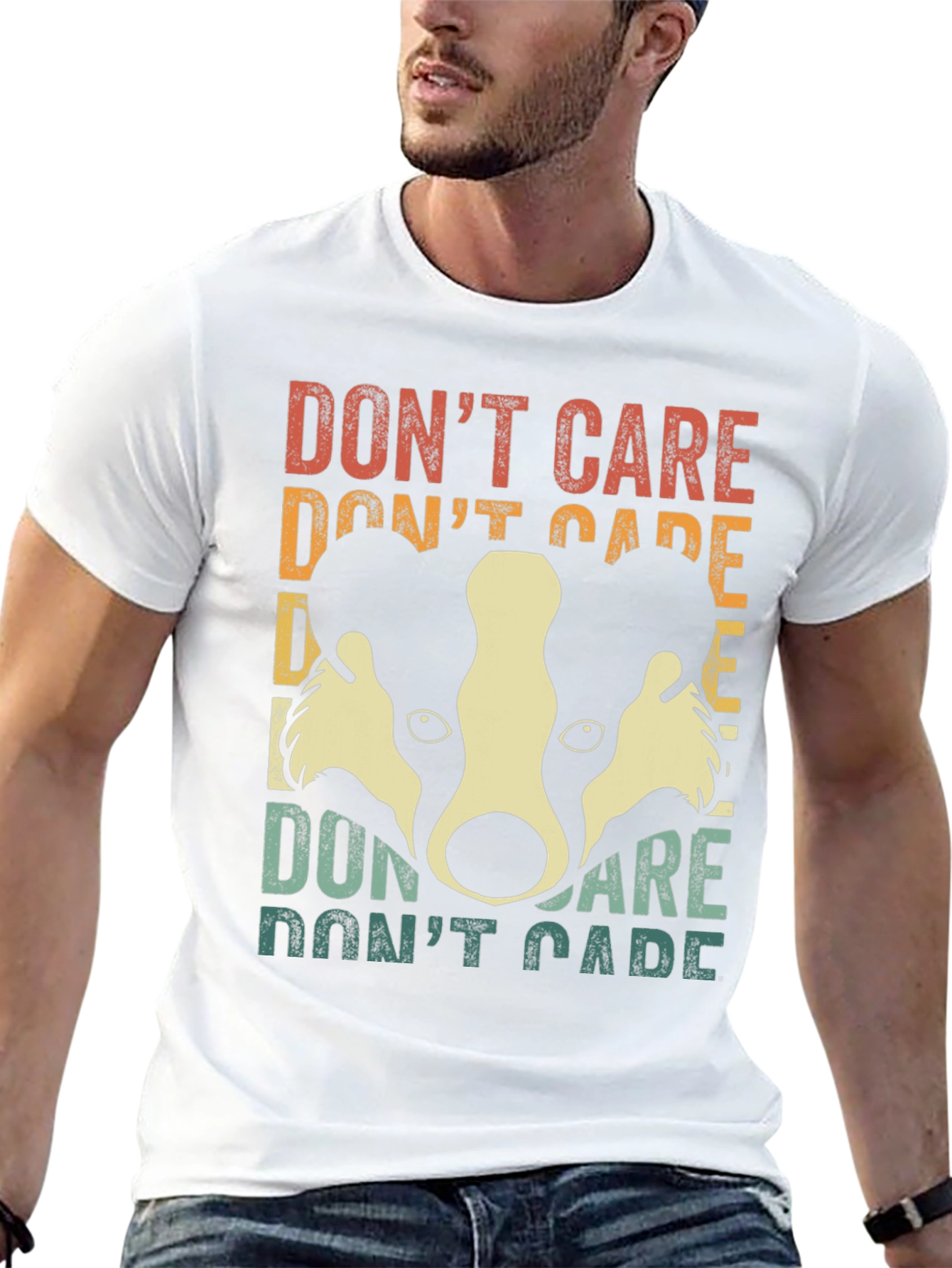 Dont Care Badger Graphic Tee - Retro Style