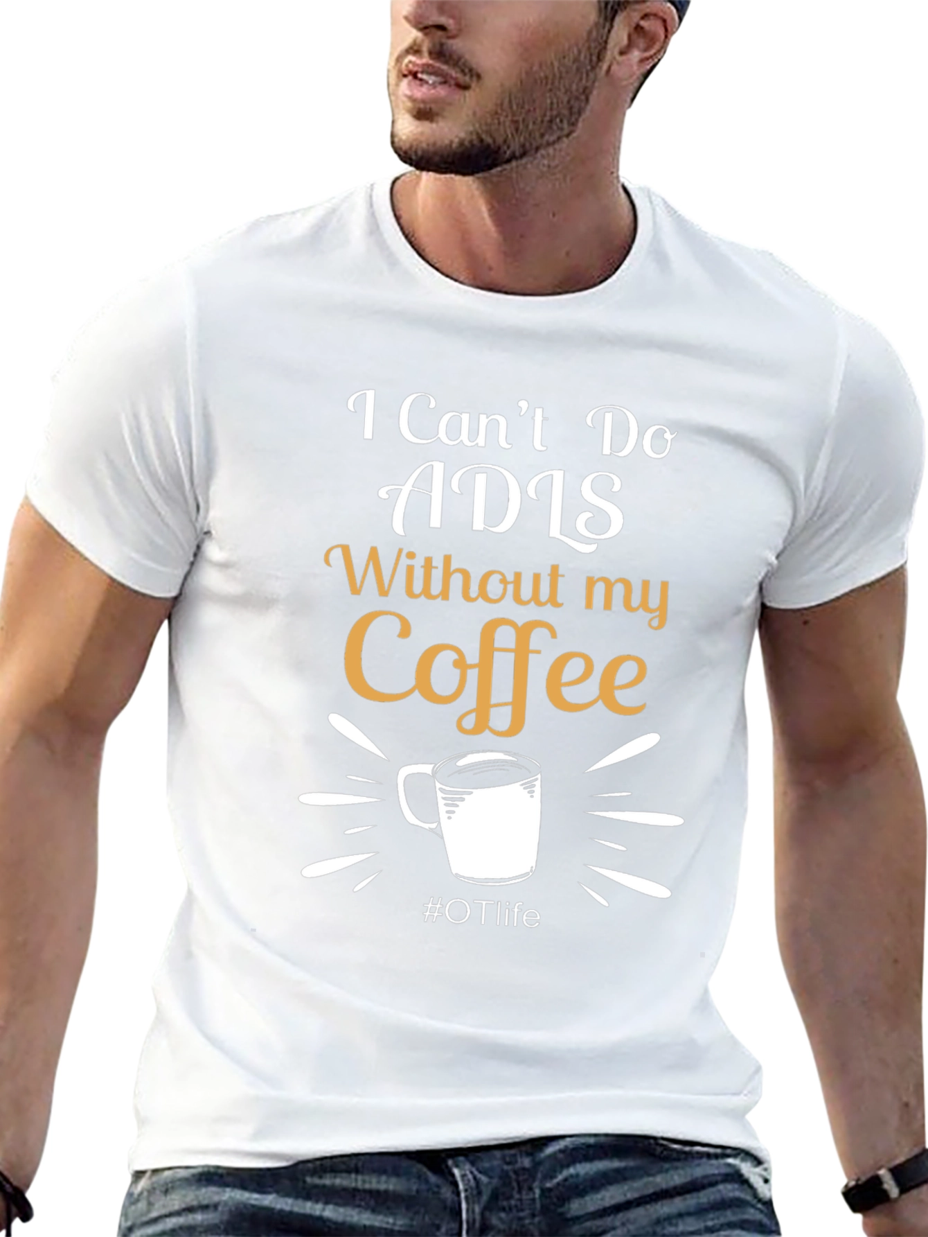I Cant Do ADLS Without My Coffee Black T-Shirt