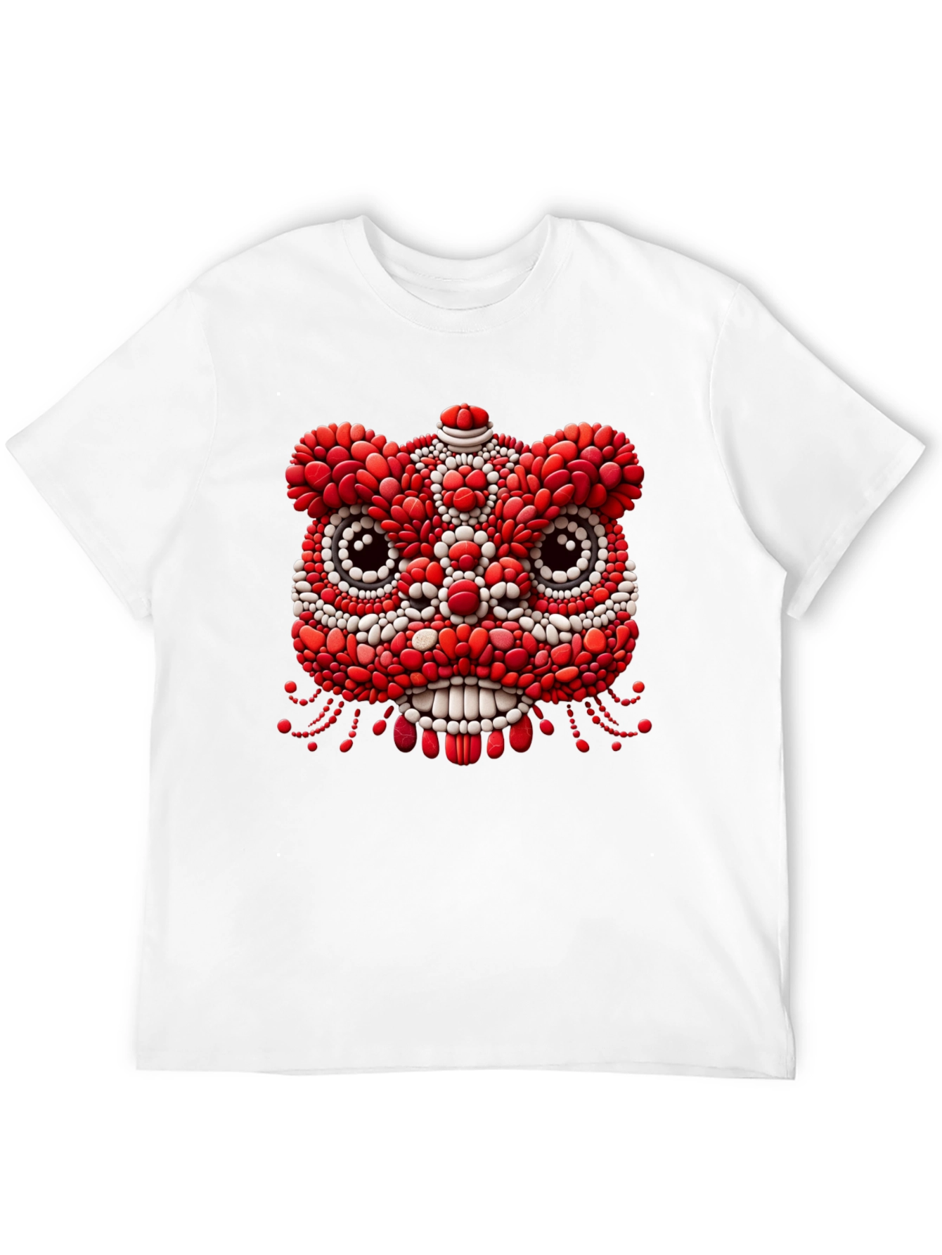 Unique Black T-Shirt with Red & White Lion Design