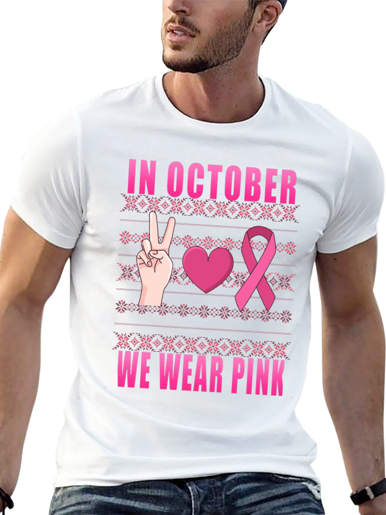 In October We Wear Pink Breast Cancer Awareness T-Shirt