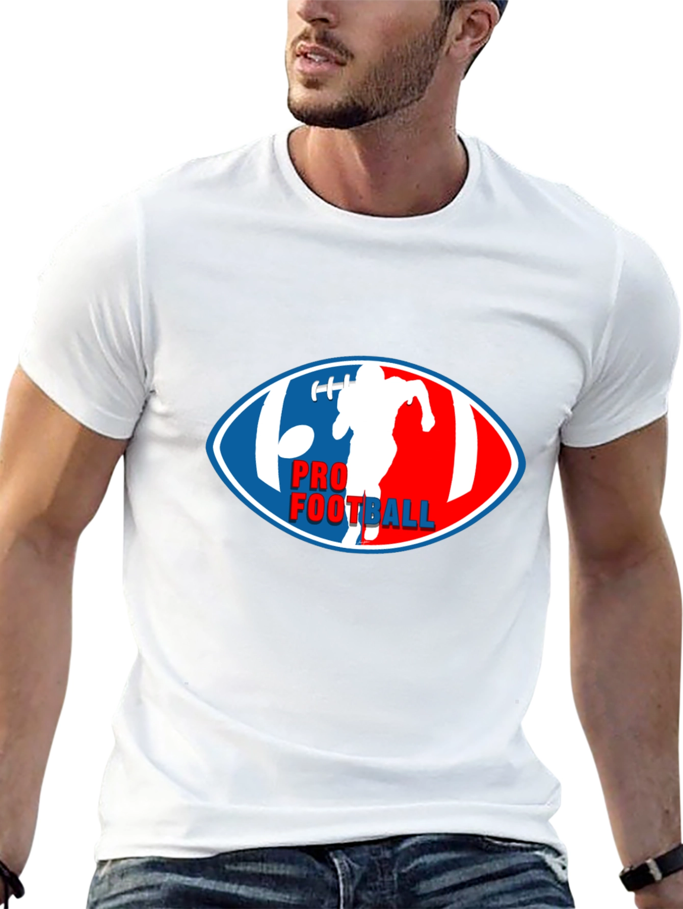 Pro Football Graphic T-Shirt - Black Crew Neck