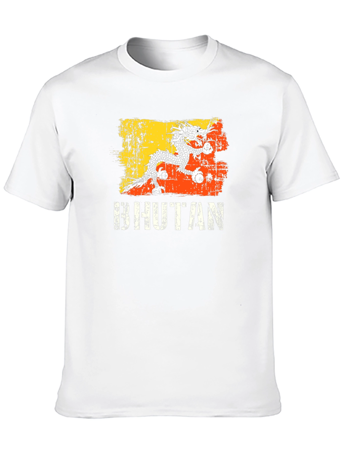 Bhutan Flag Dragon Graphic T-Shirt - Black