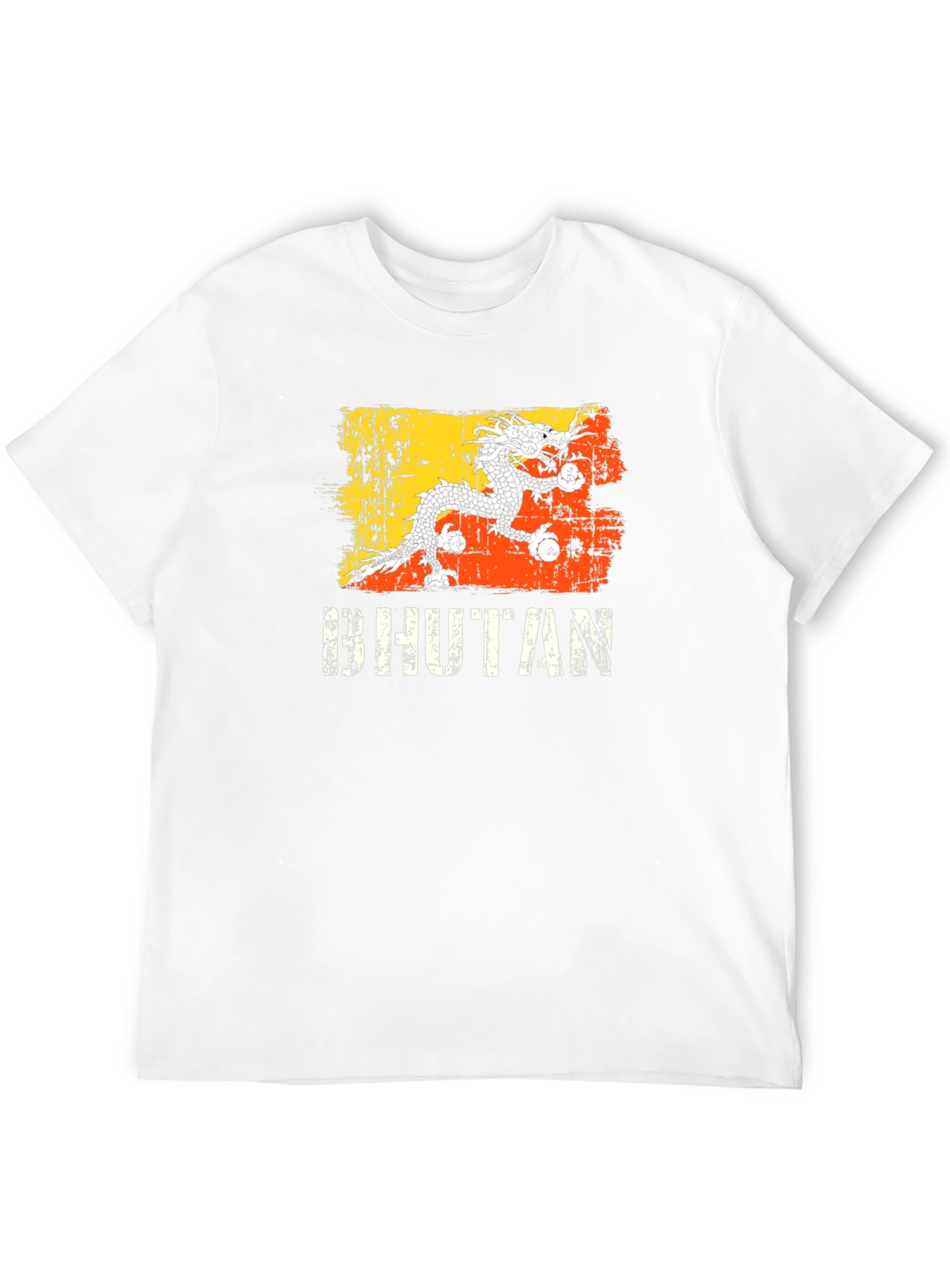 Bhutan Flag Dragon Graphic T-Shirt - Black