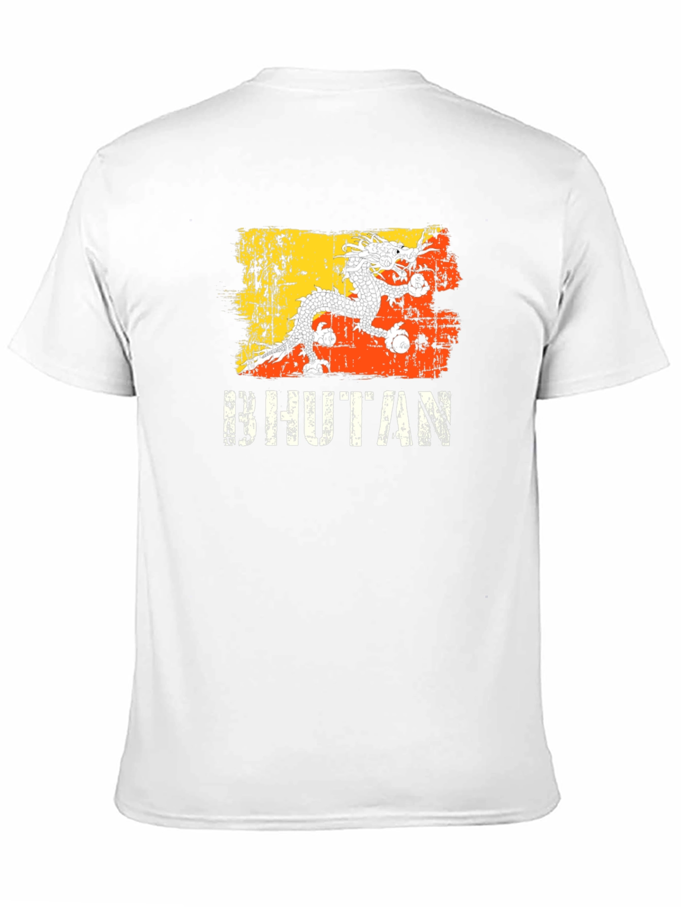 Bhutan Flag Dragon Graphic T-Shirt - Black