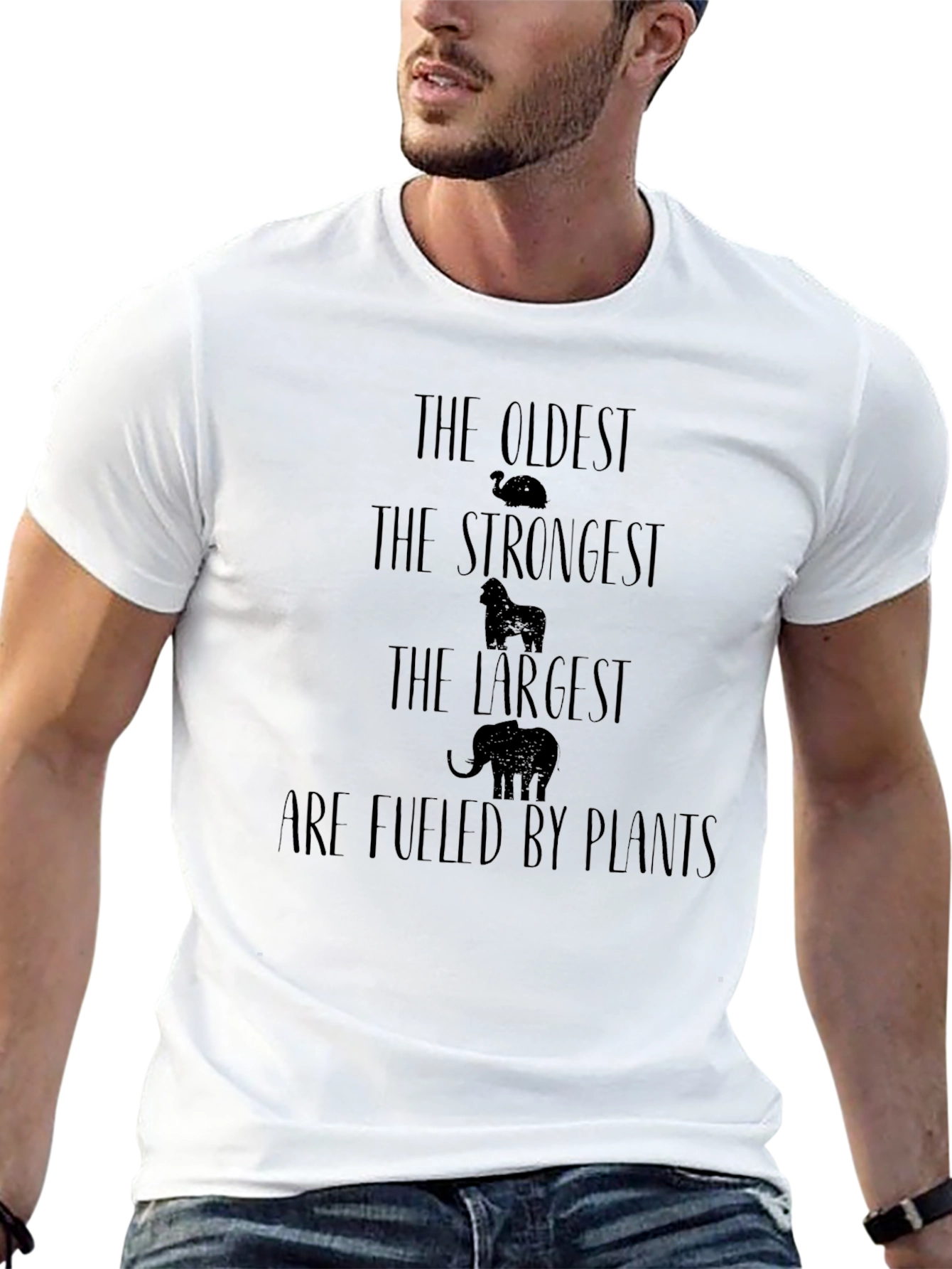 Vegan Strength T-Shirt - Oldest Strongest Largest Plants Fuel