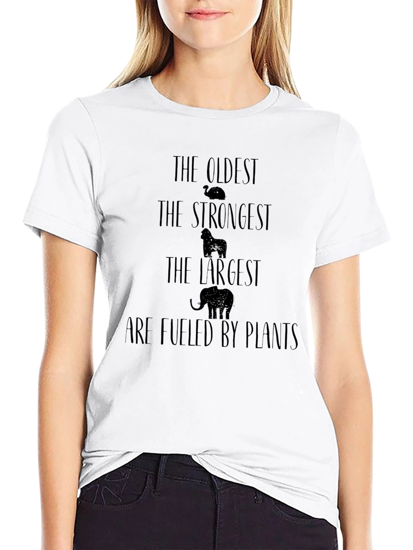 Vegan Strength T-Shirt - Oldest Strongest Largest Plants Fuel