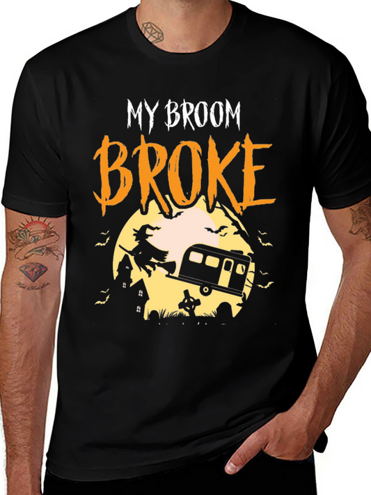 My Broom Broke Camping Halloween T-Shirt