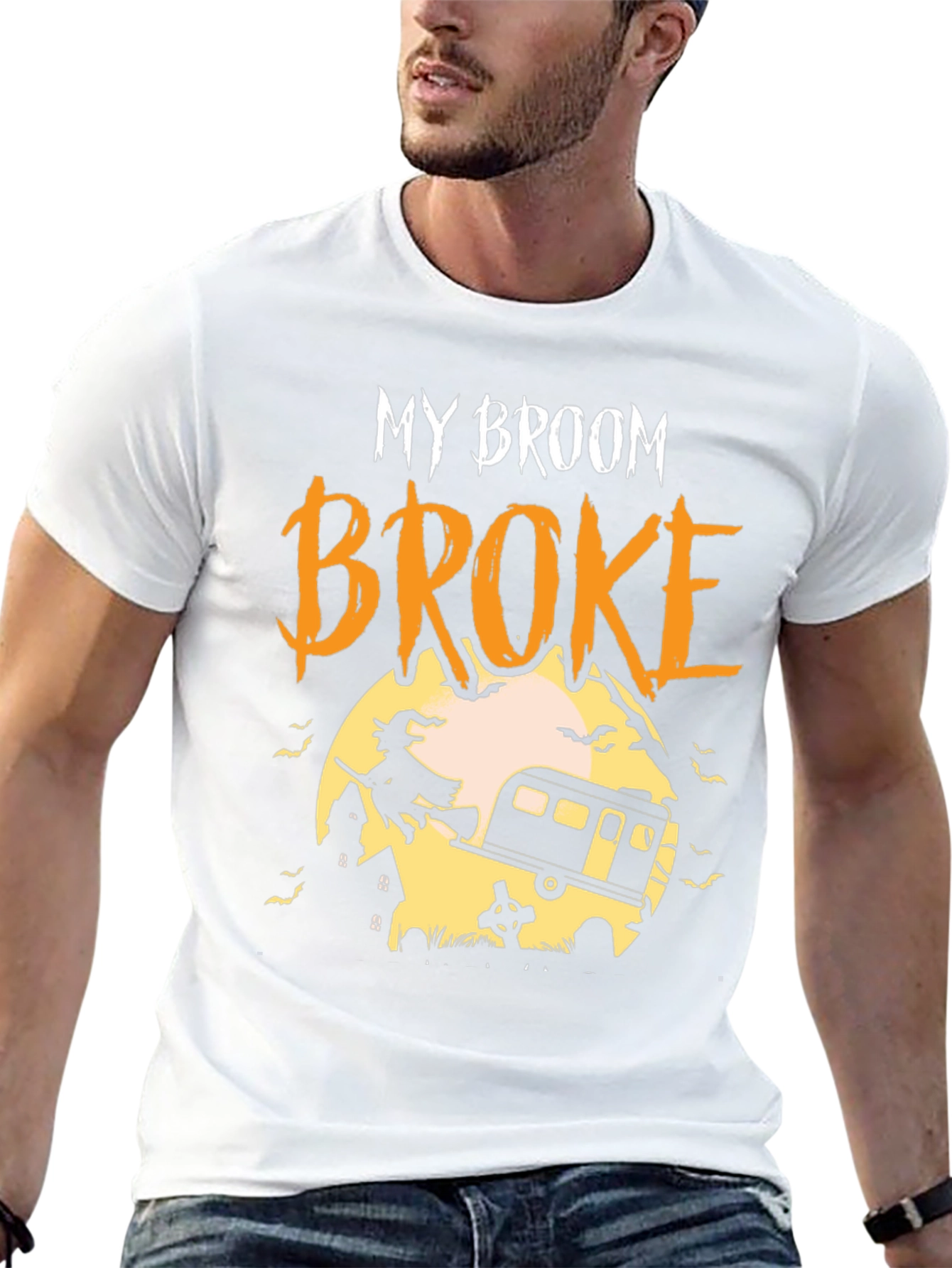 My Broom Broke Camping Halloween T-Shirt