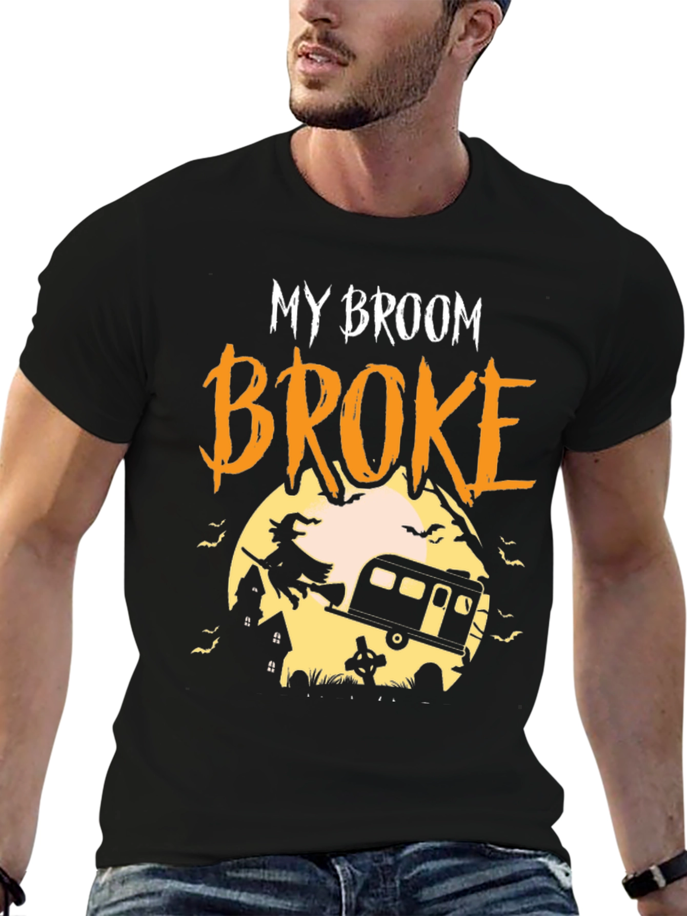 My Broom Broke Camping Halloween T-Shirt