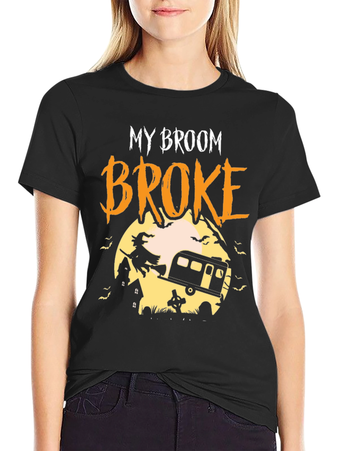 My Broom Broke Camping Halloween T-Shirt