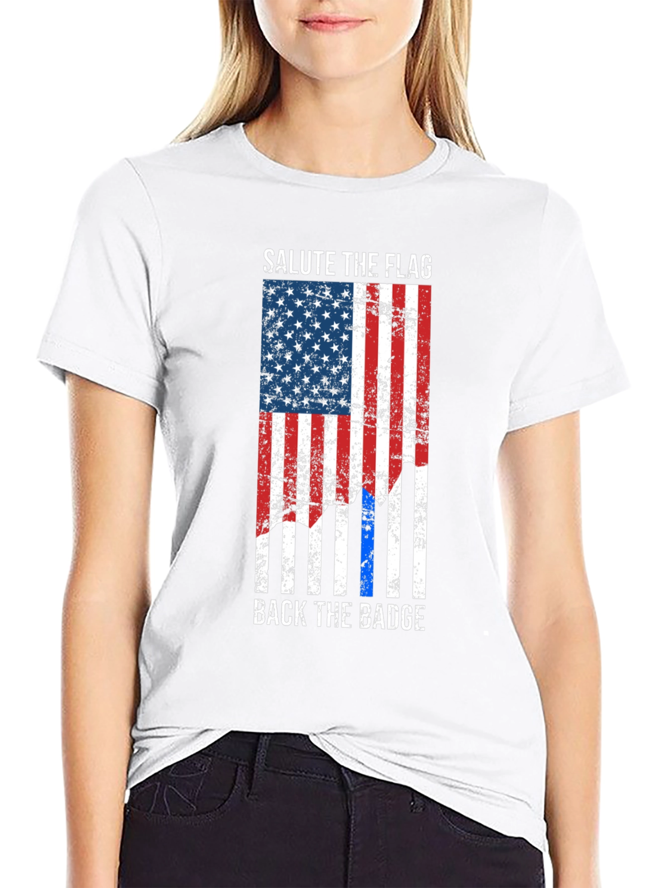 Salute the Flag Back the Badge Graphic Tee
