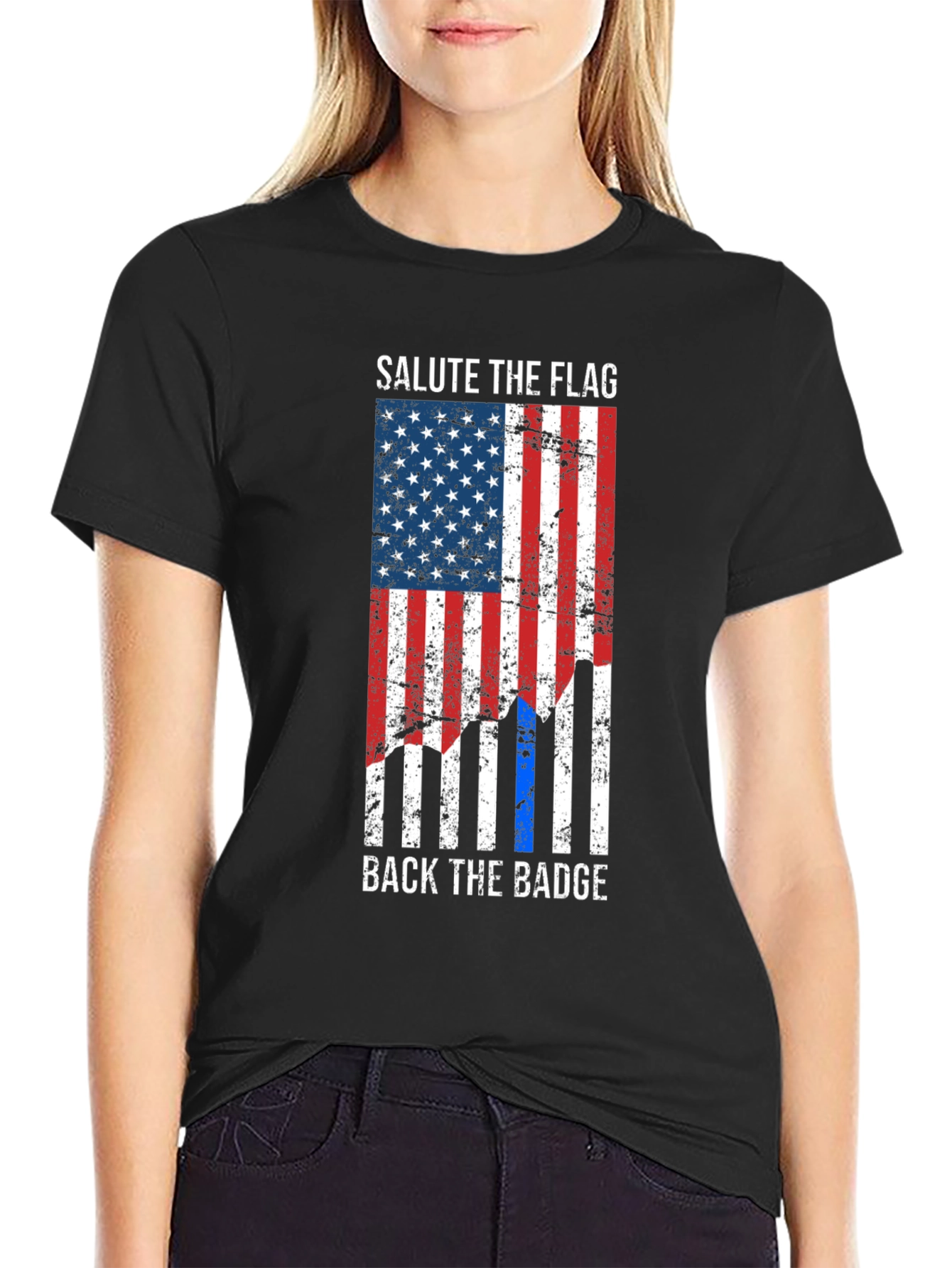 Salute the Flag Back the Badge Graphic Tee