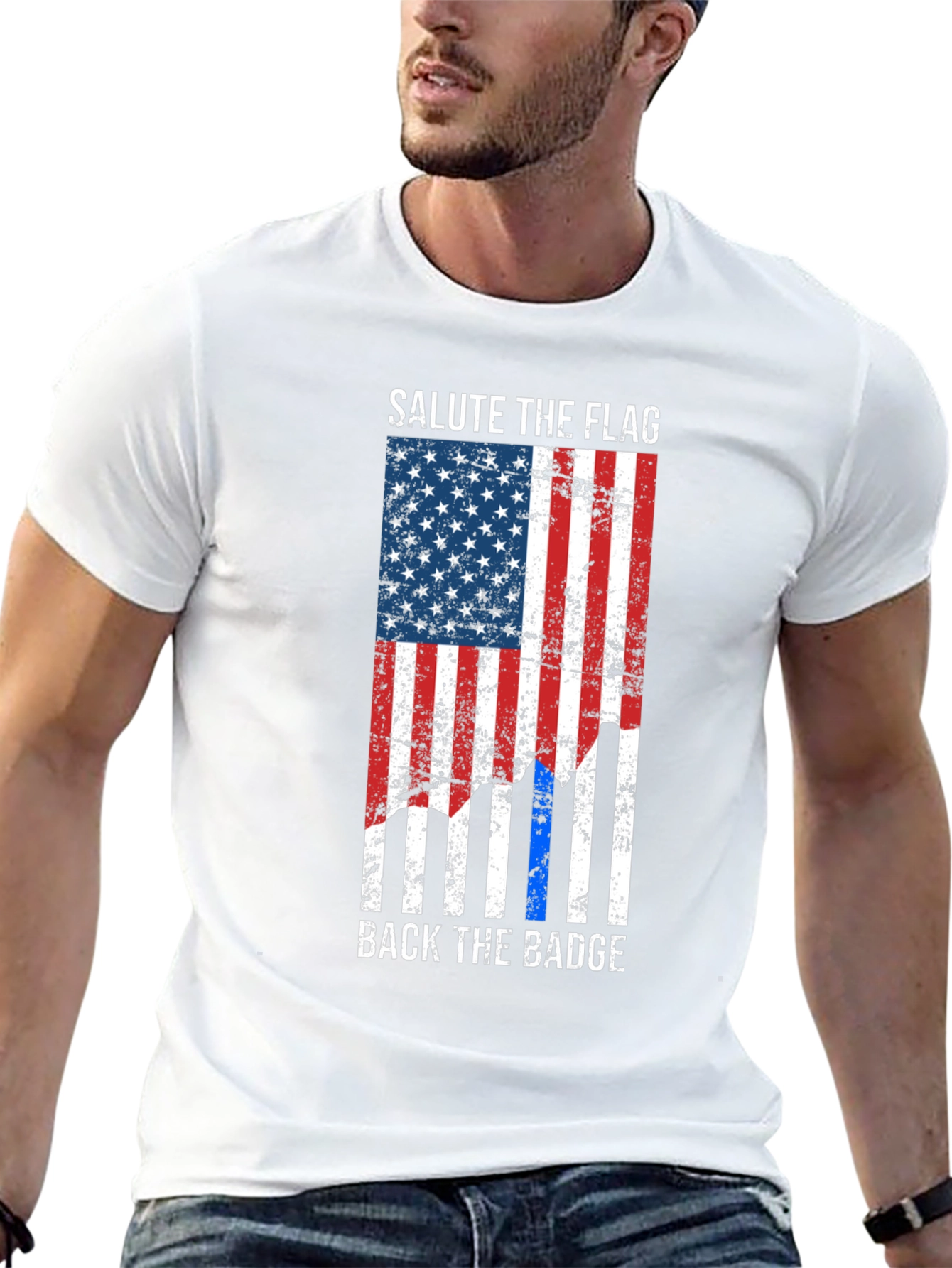 Salute the Flag Back the Badge Graphic Tee
