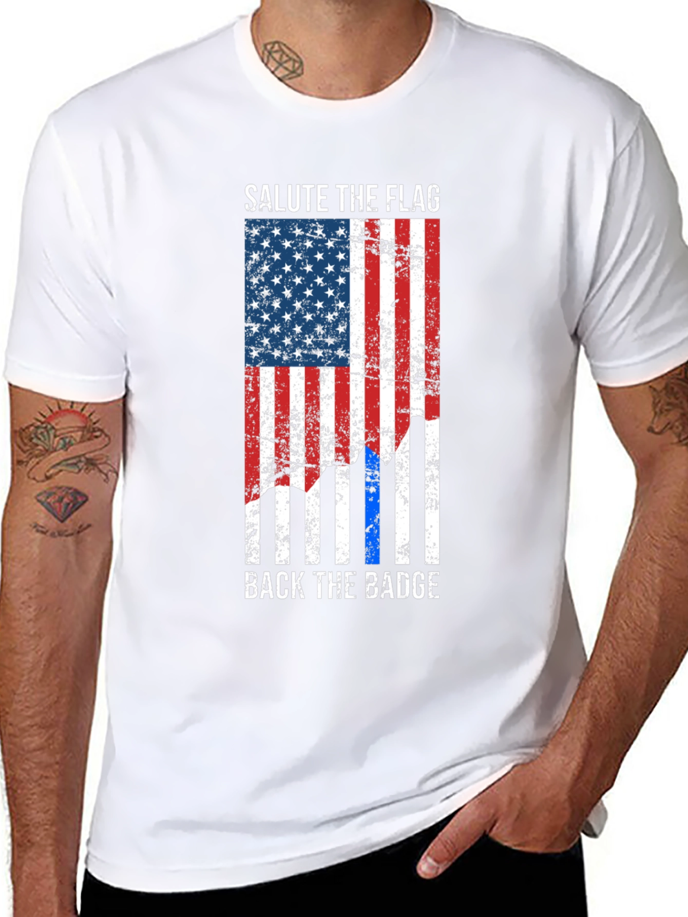 Salute the Flag Back the Badge Graphic Tee