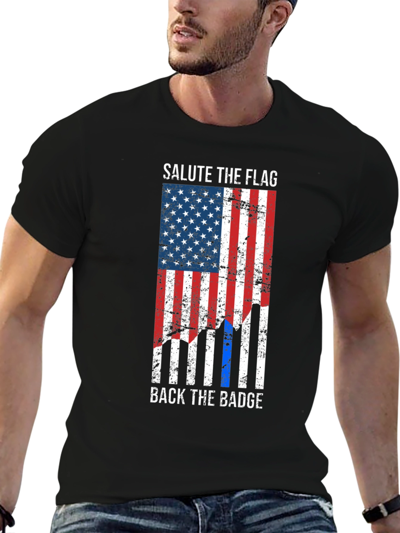 Salute the Flag Back the Badge Graphic Tee