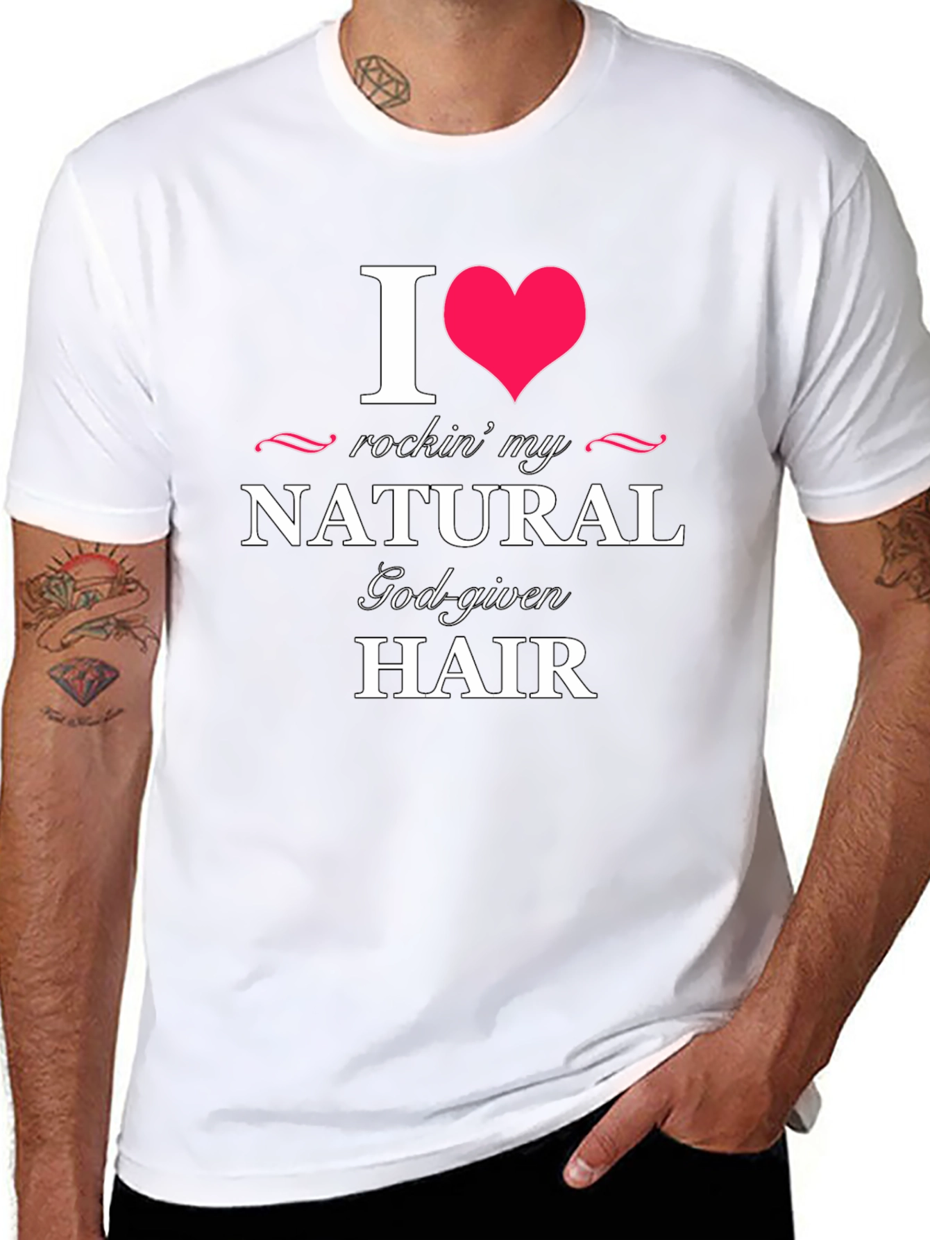I Heart Rockin My Natural God-Given Hair Black T-Shirt