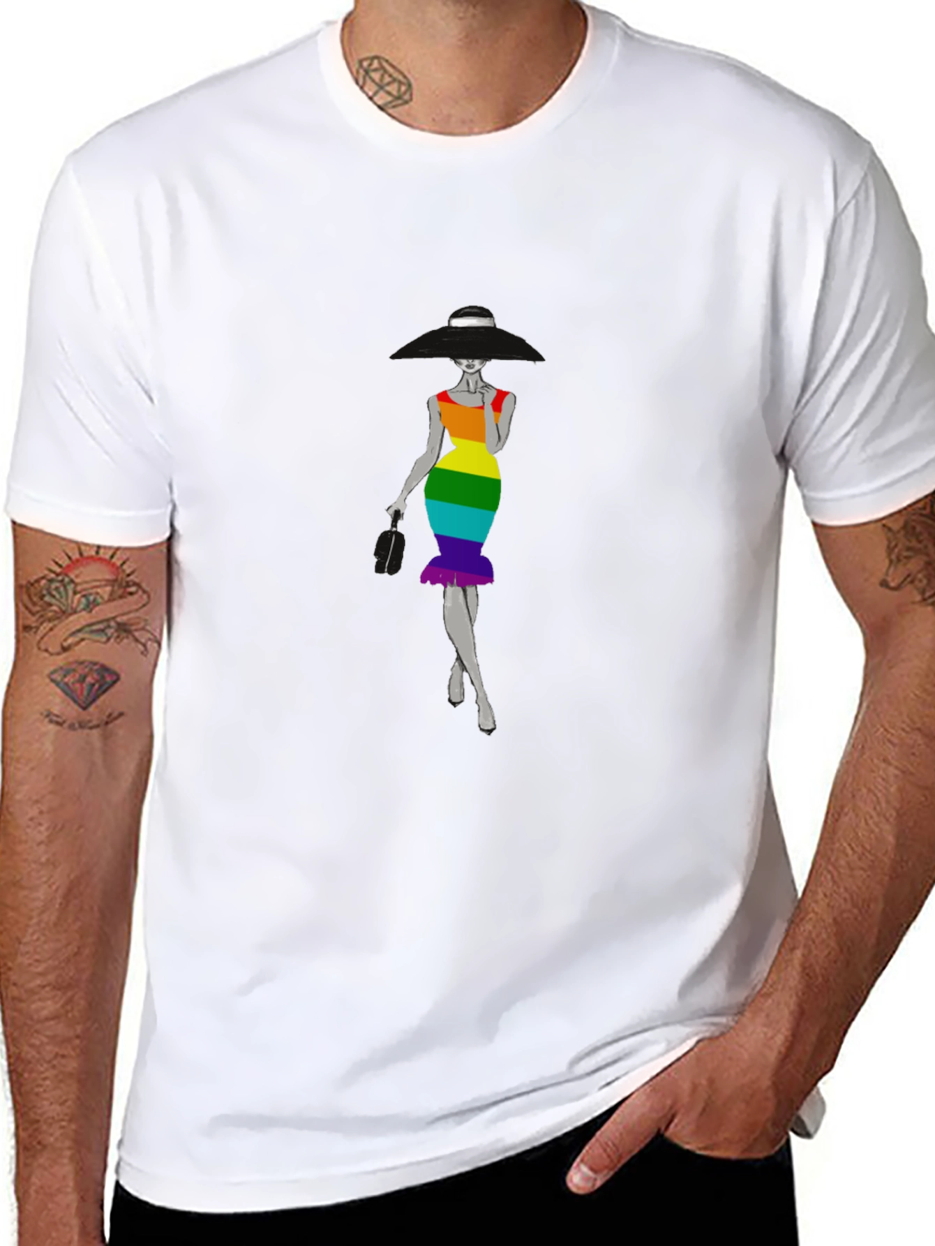 Rainbow Dress Graphic Tee - Stylish Unisex T-Shirt
