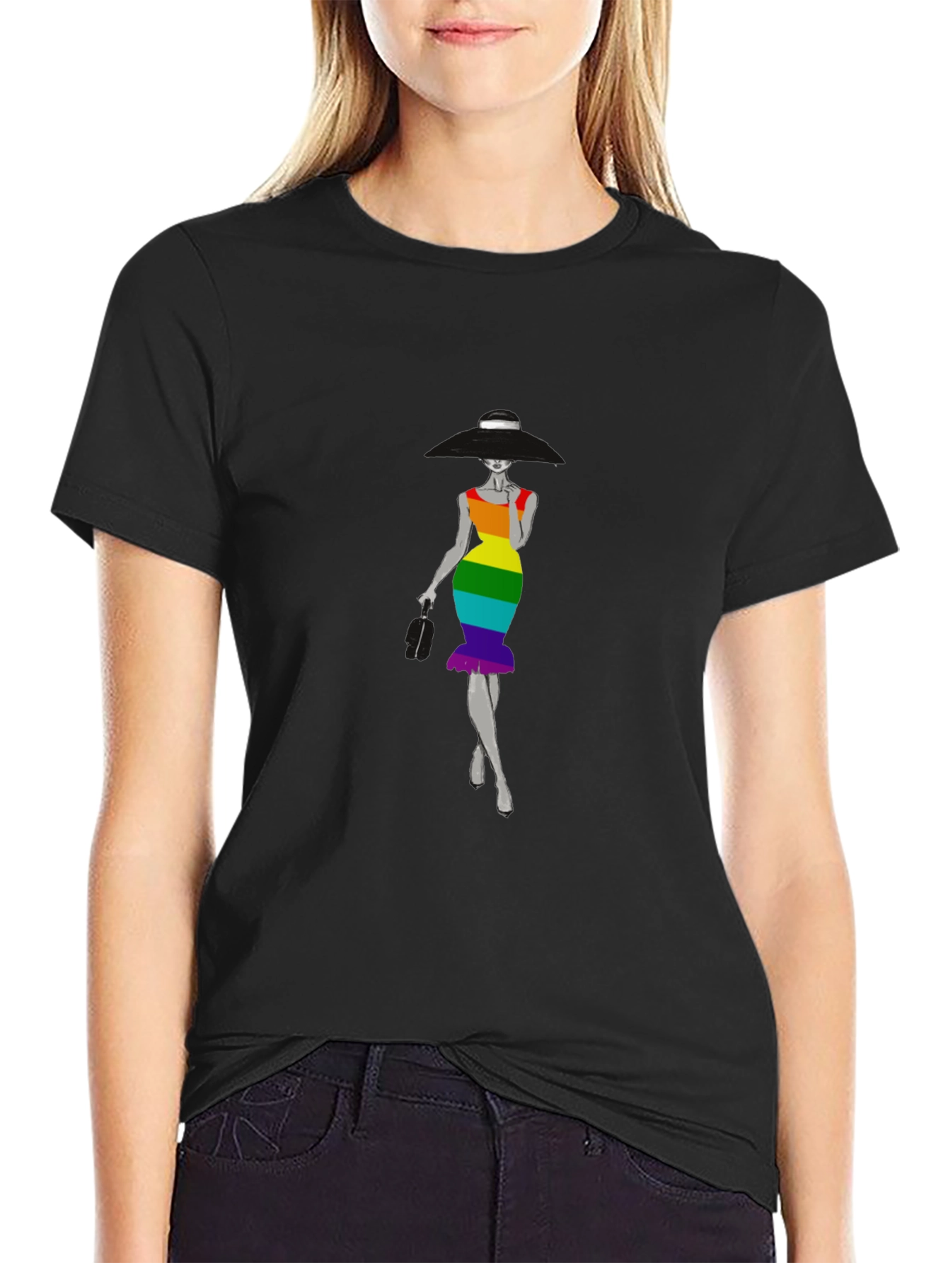 Rainbow Dress Graphic Tee - Stylish Unisex T-Shirt