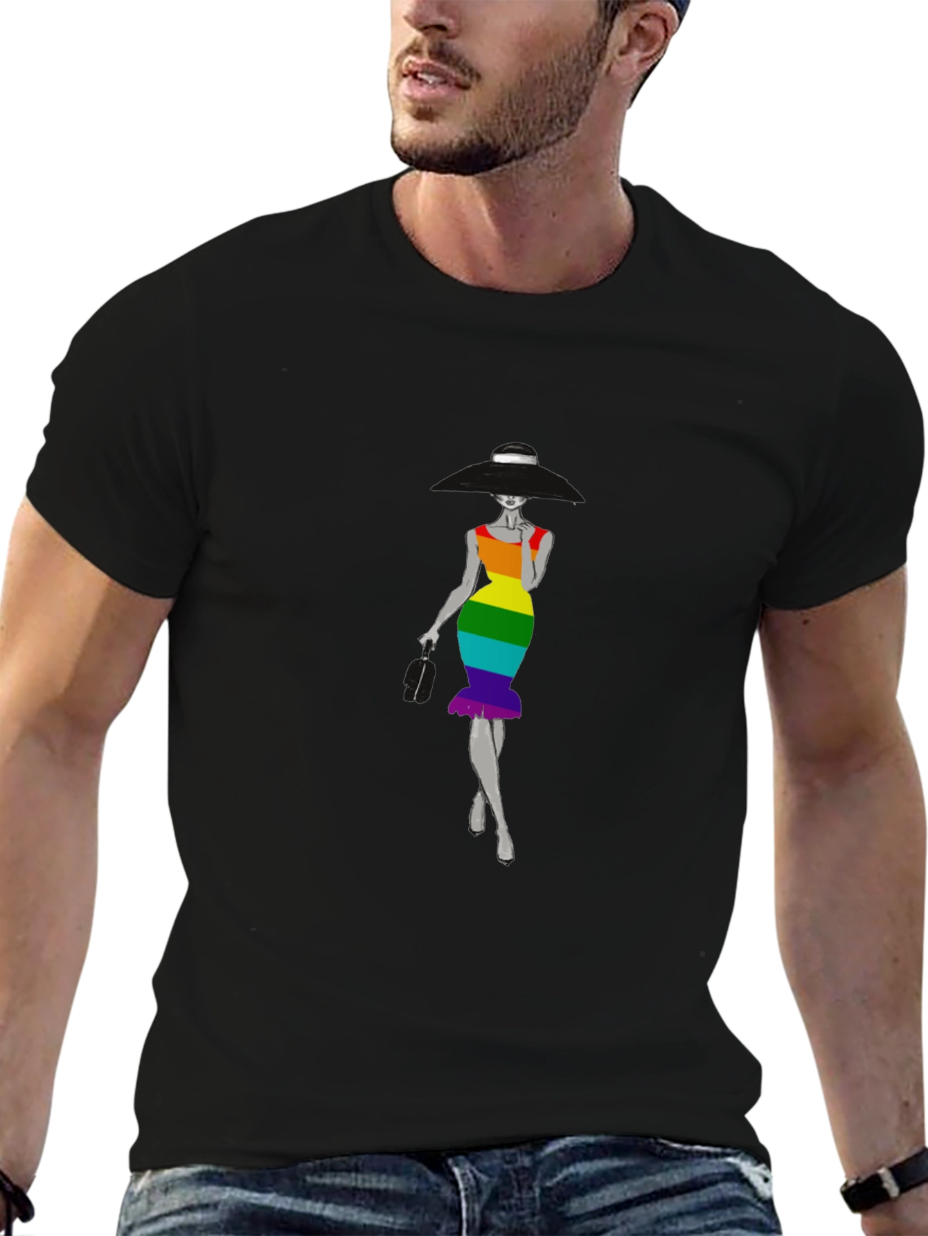 Rainbow Dress Graphic Tee - Stylish Unisex T-Shirt