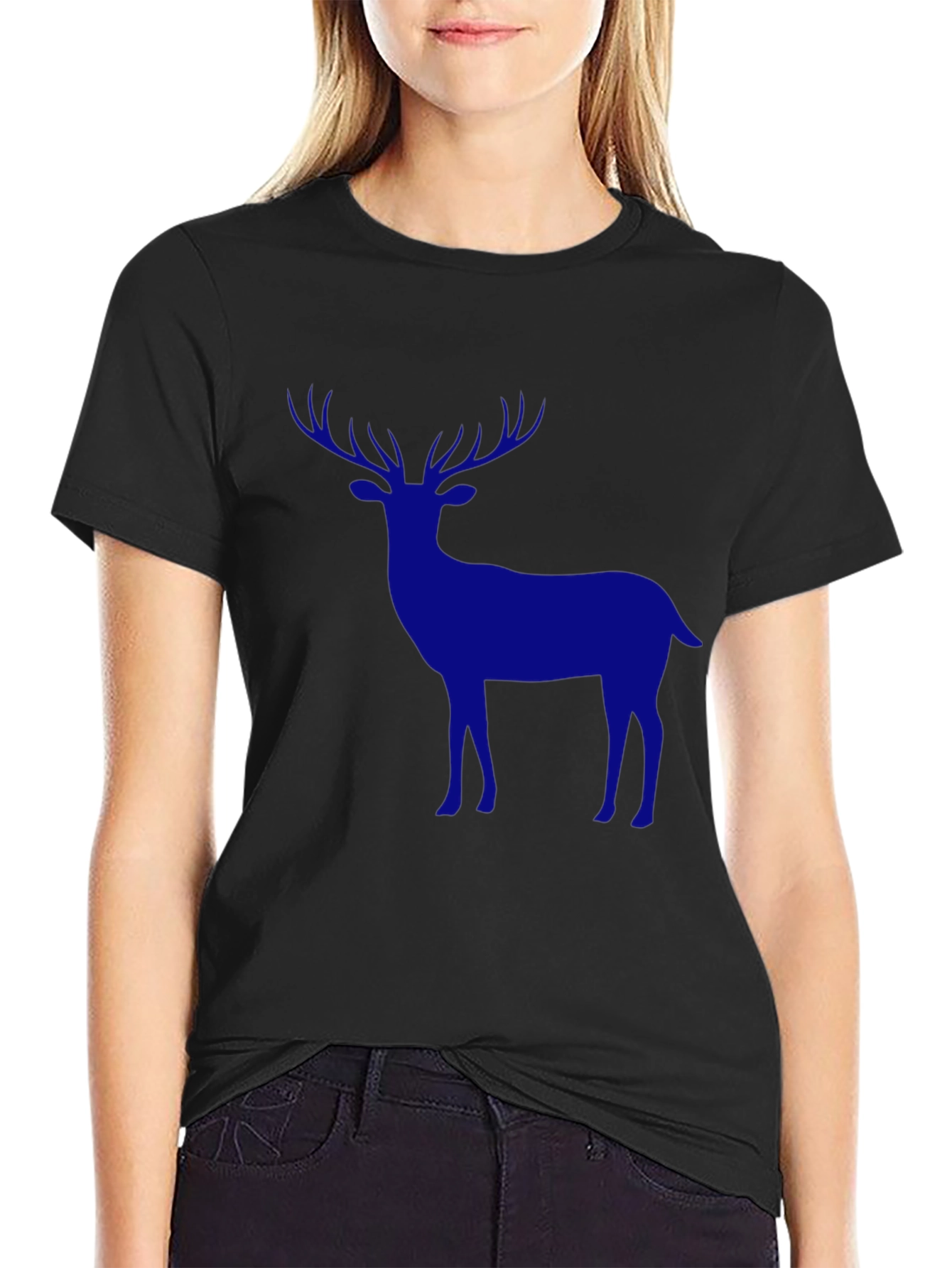 Mens Black Deer Graphic Tee - Classic Fit