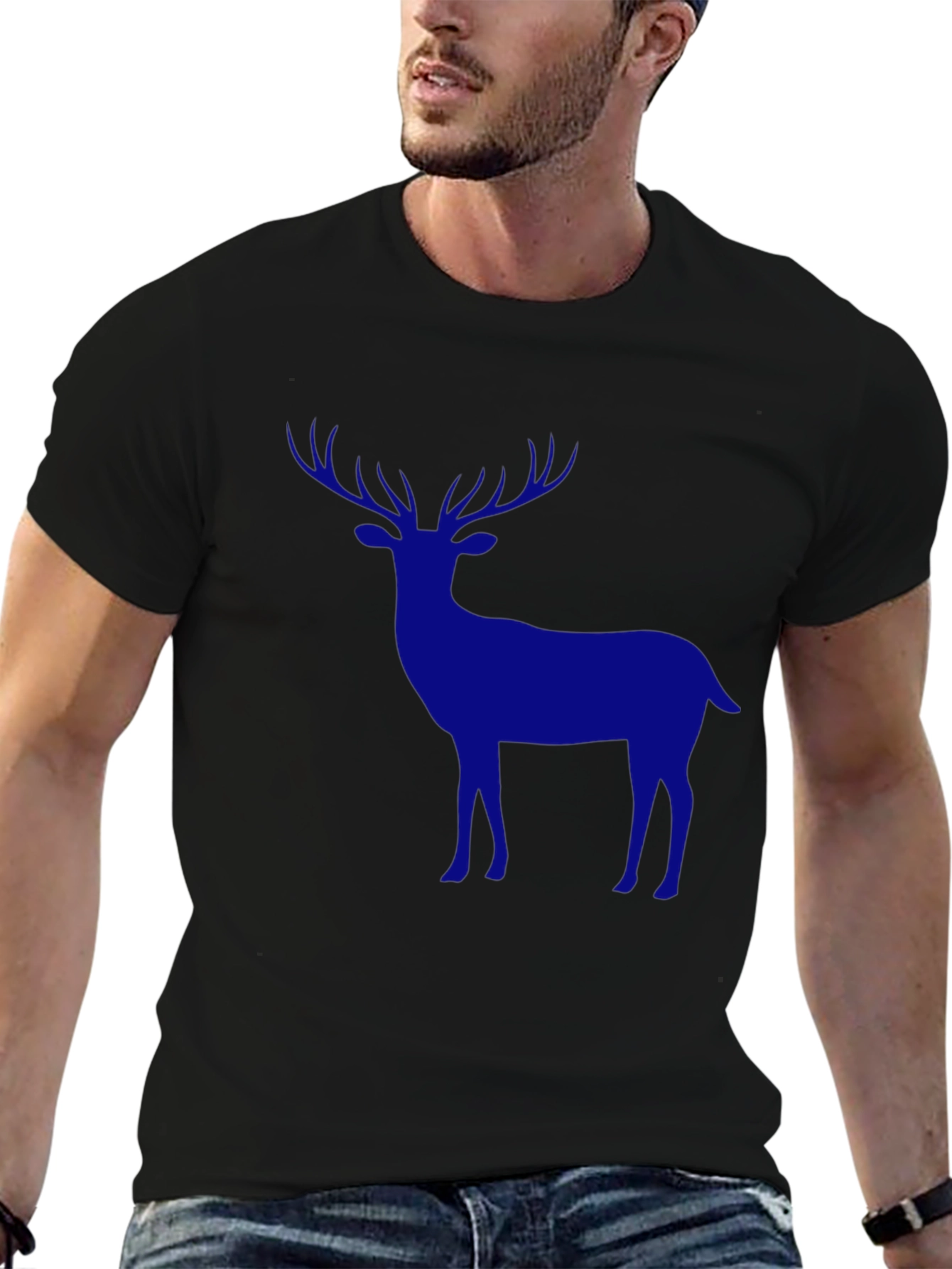 Mens Black Deer Graphic Tee - Classic Fit